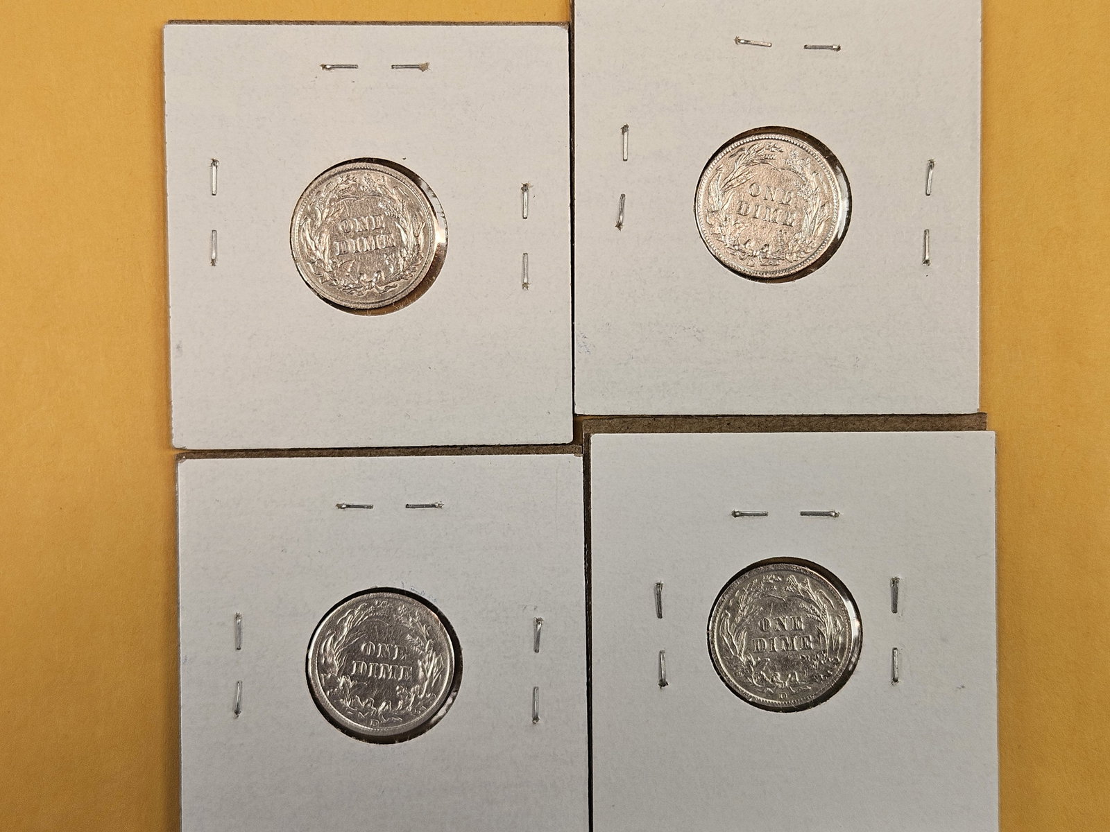 Four mixed Silver Barber Dimes - 4
