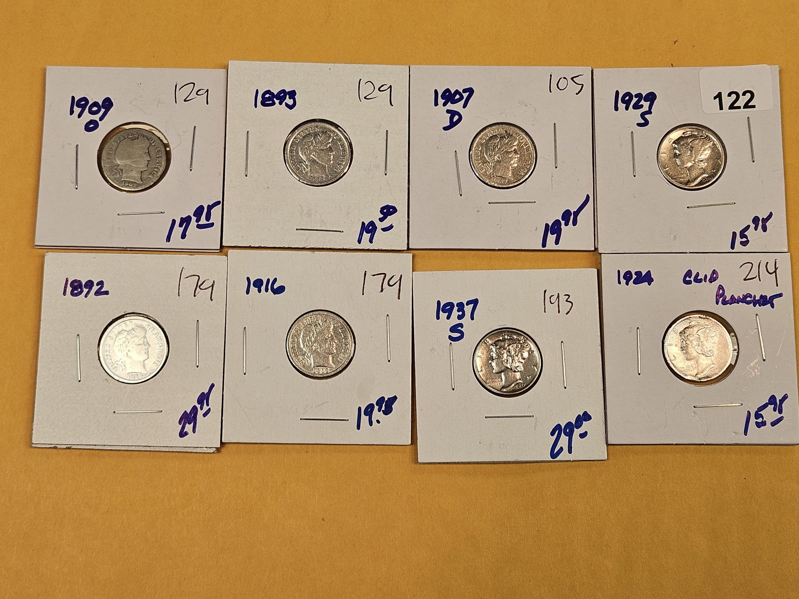 Eight mixed silver Dimes - 2