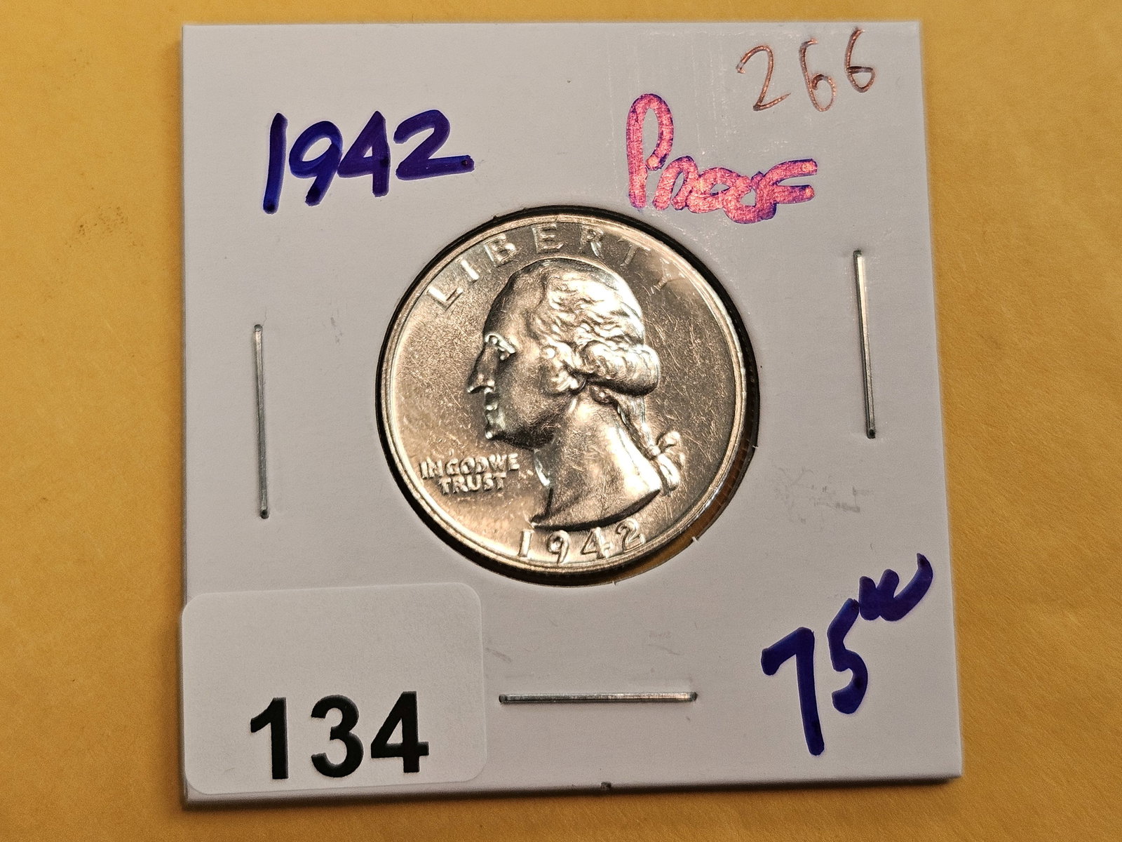 Proof 1942 silver Washington Quarter - 2
