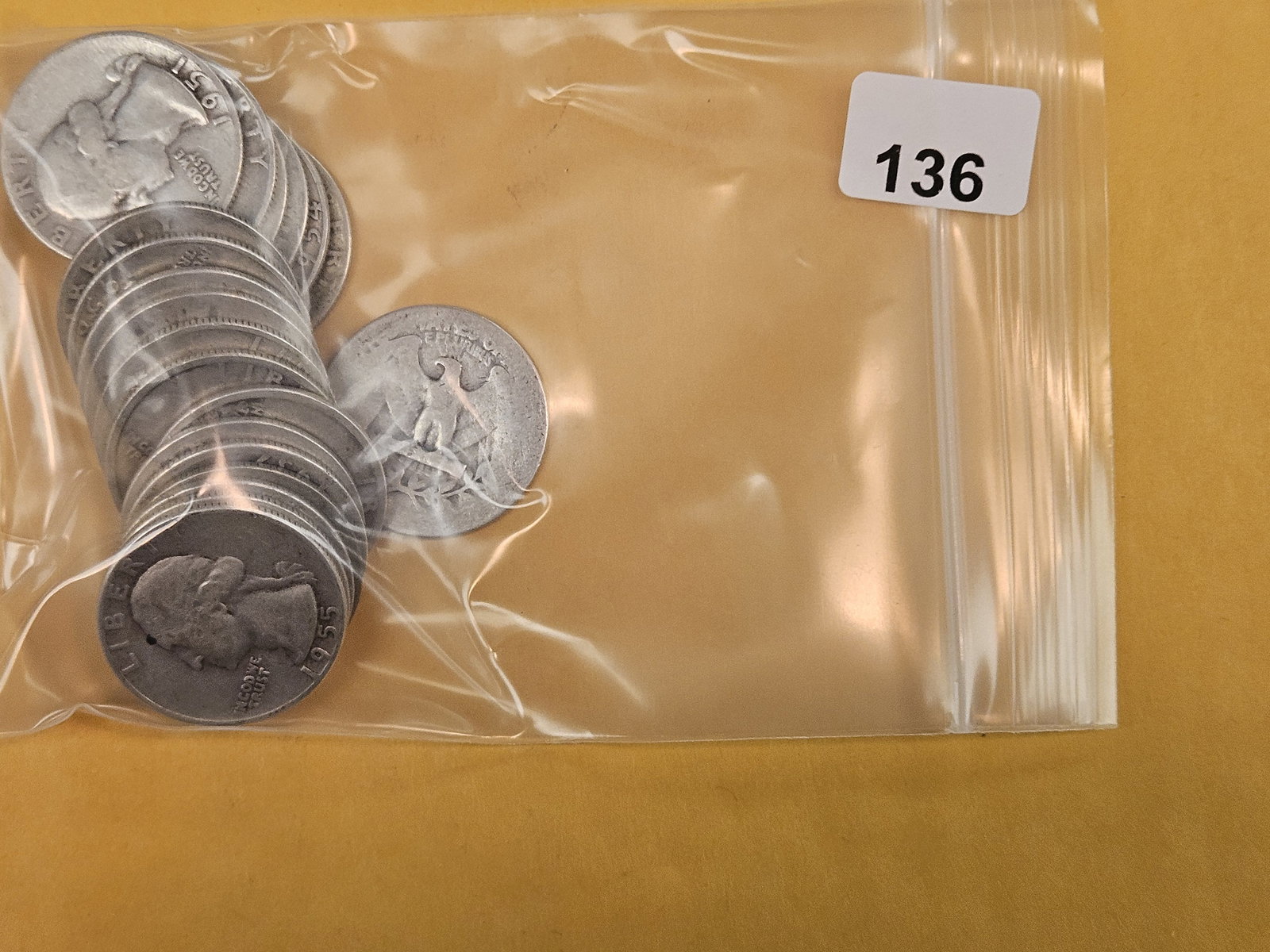 Twenty mixed, silver, Washington Quarters: Circulated