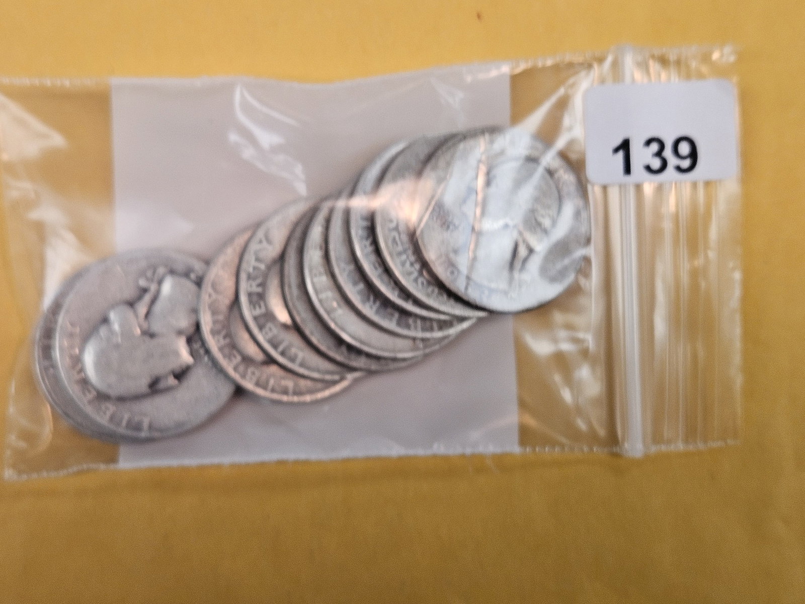 Ten mixed SILVER Washington Quarters: Circulated