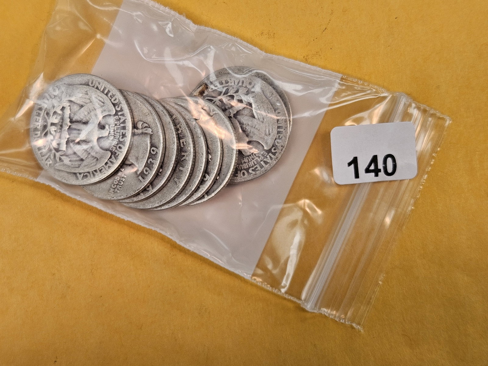 Ten mixed SILVER Washington Quarters: Circulated