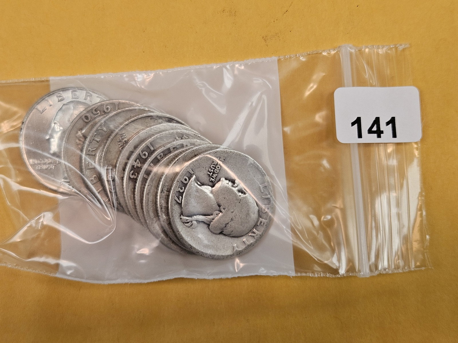 Ten mixed SILVER Washington Quarters: Circulated