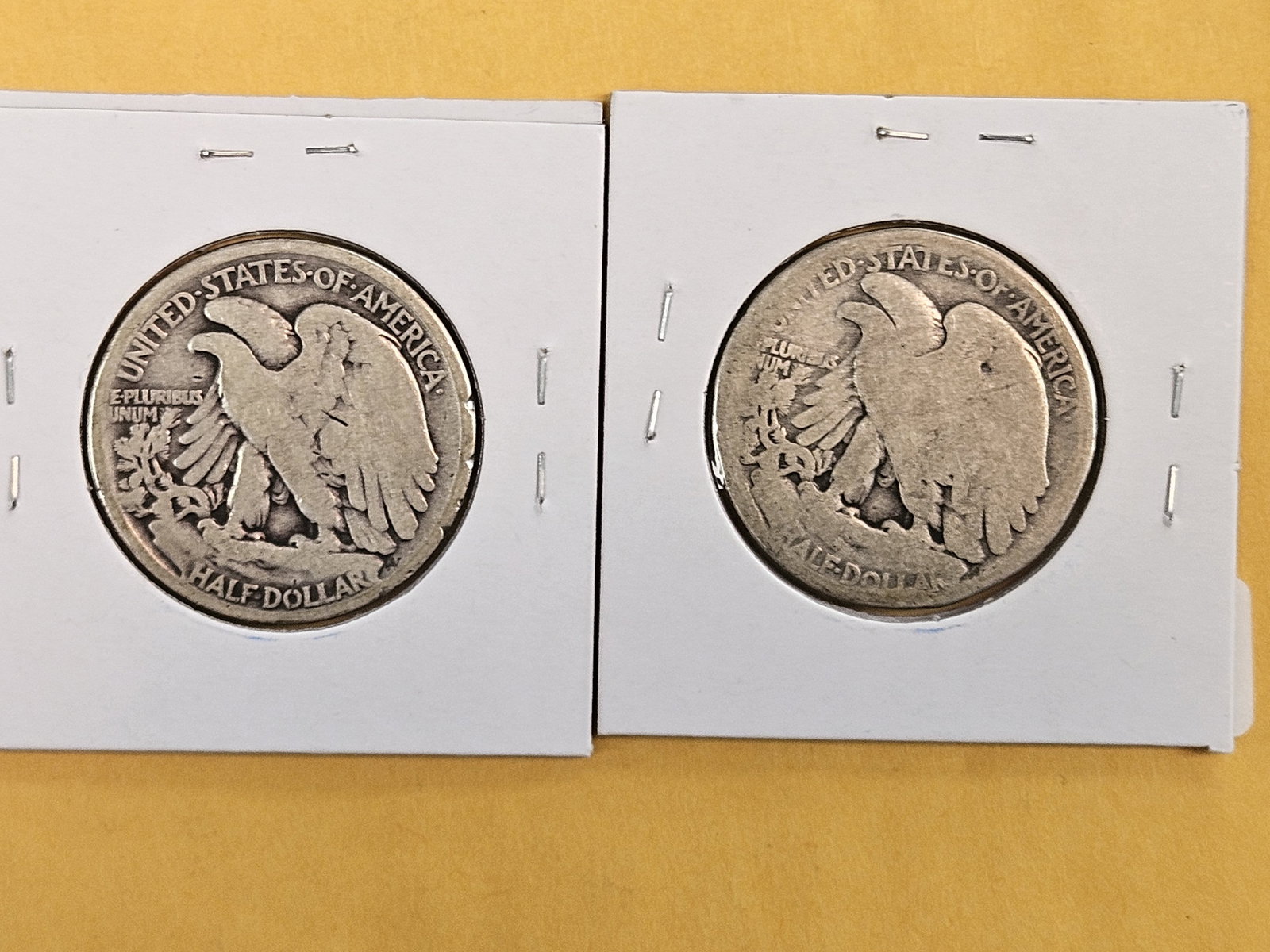 Two First and Second Year Walking Liberty Silver Half Dollars - 2