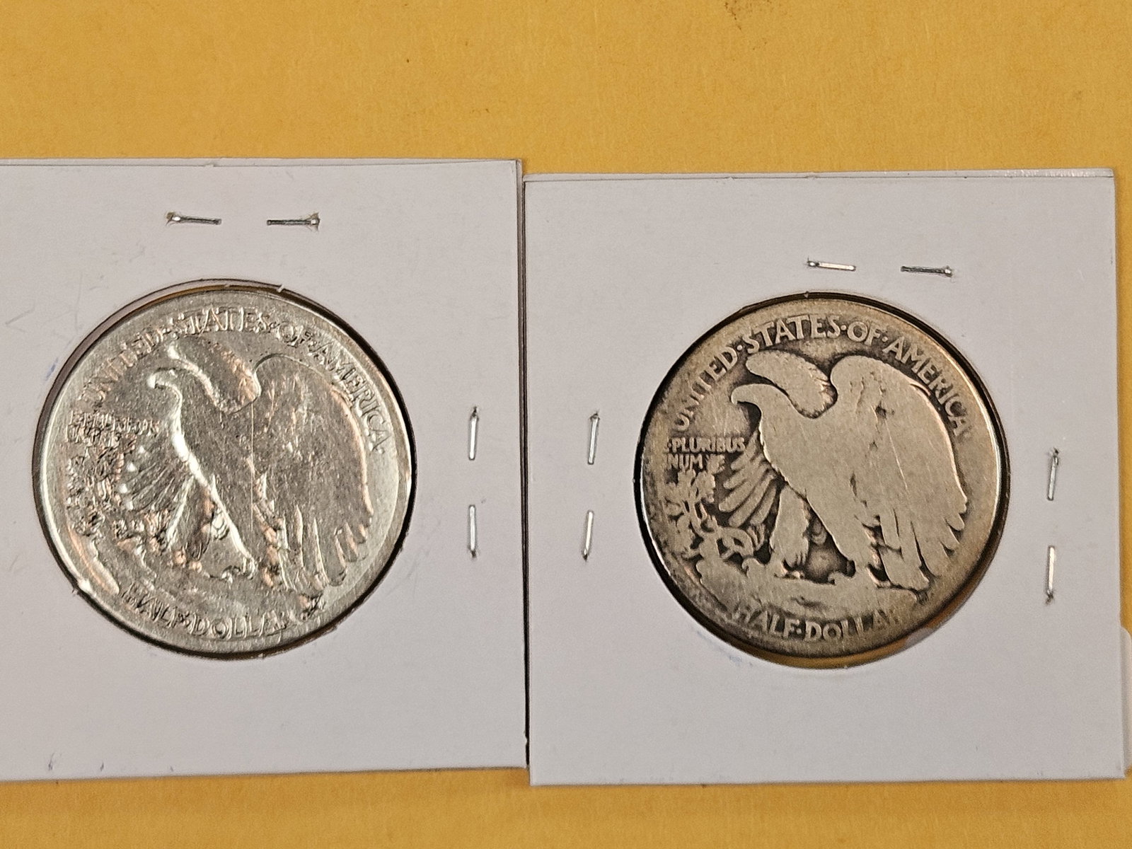 Two First and Second Year Walking Liberty Silver Half Dollars - 2
