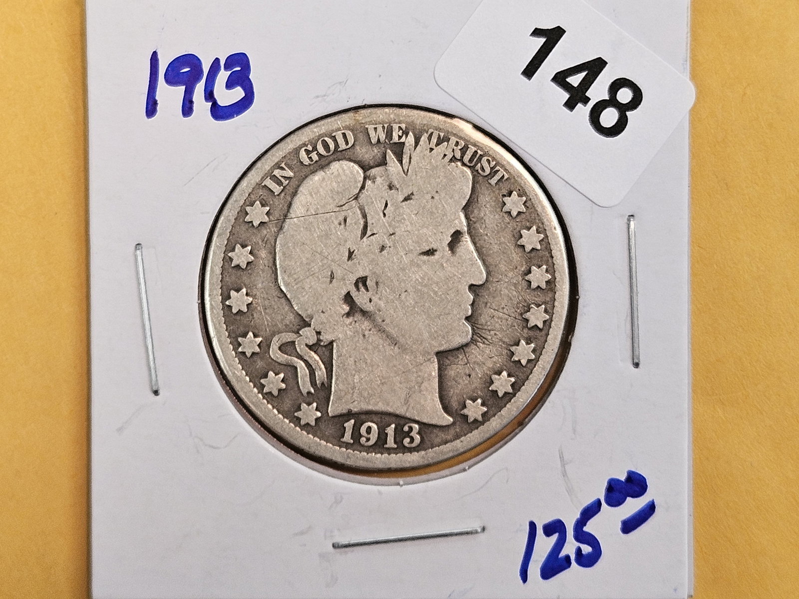 Better Date 1913 Barber silver Half Dollar: Circulated