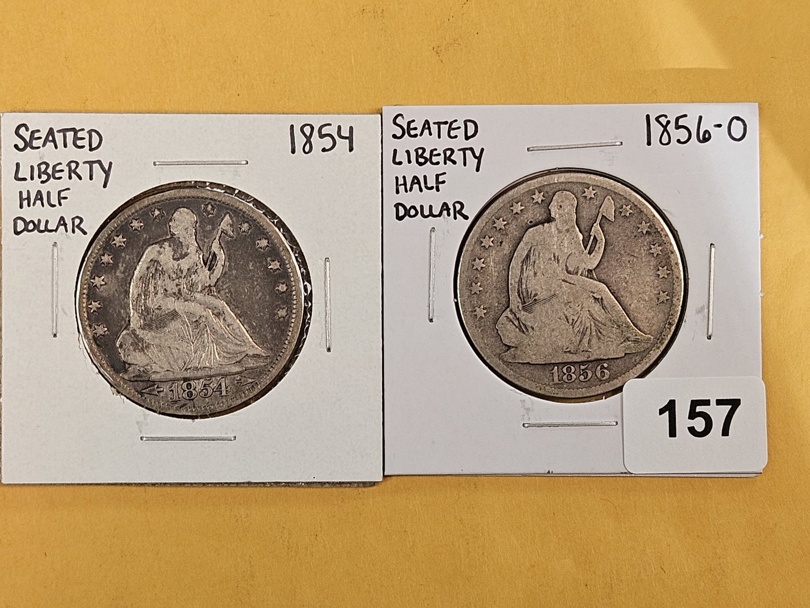1854 and 1856-O Seated Liberty silver half dollars: Circulated