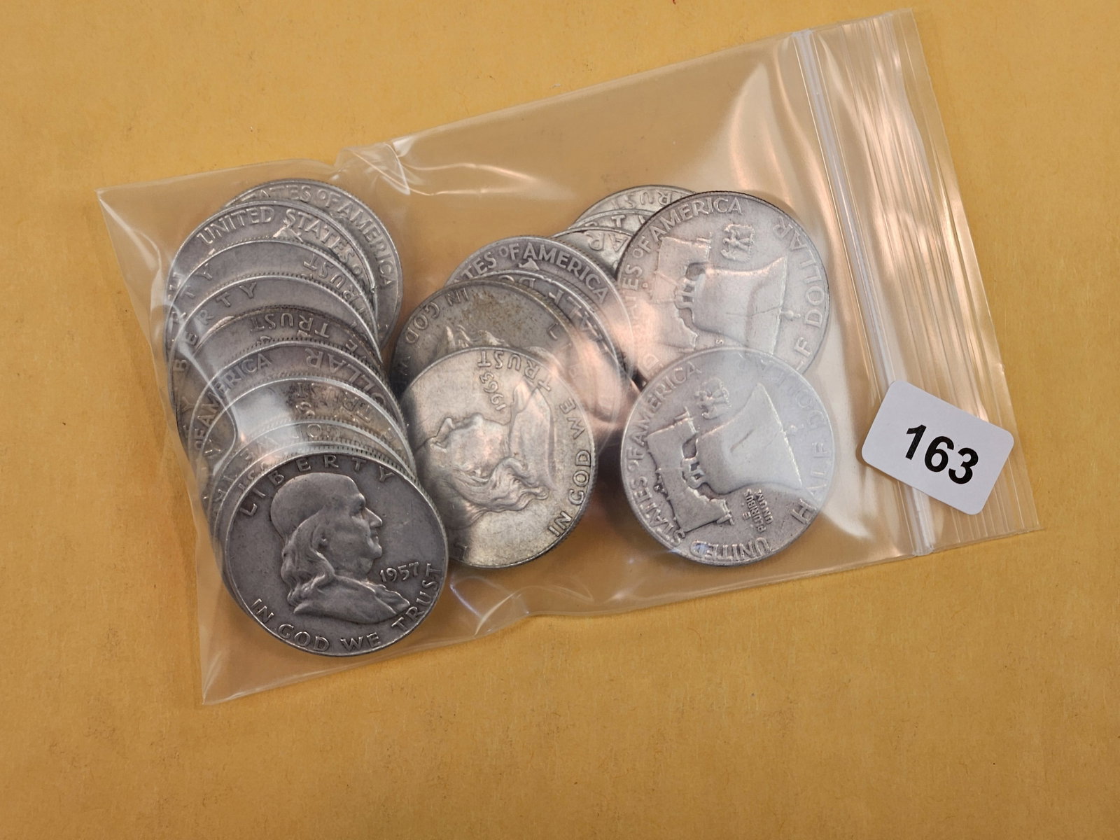 Twenty mixed silver Franklin Half Dollars: Circulated