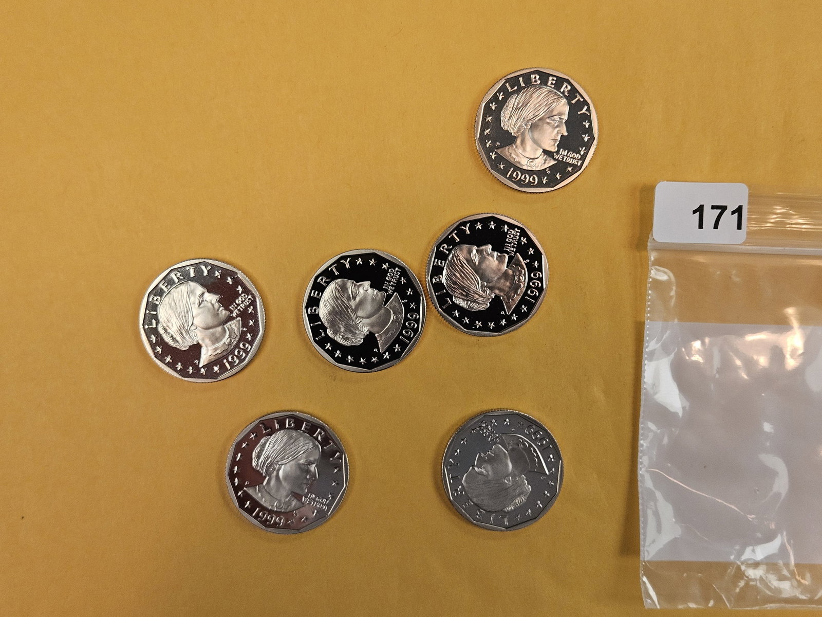 Six proof 1999 Susan B Anthony Dollars (1 of 2)