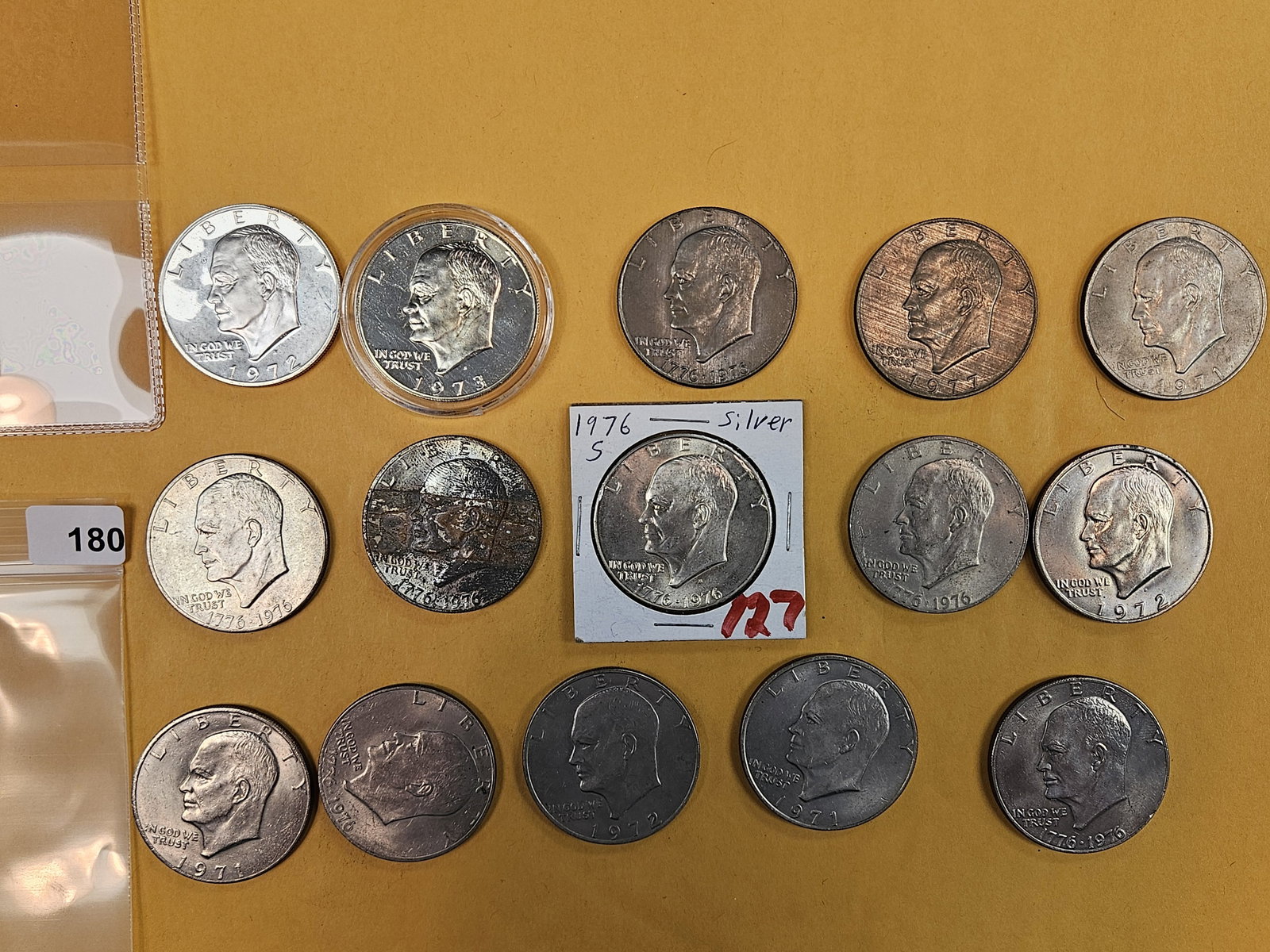 Fifteen mixed Eisenhower Dollars: Three are SILVER