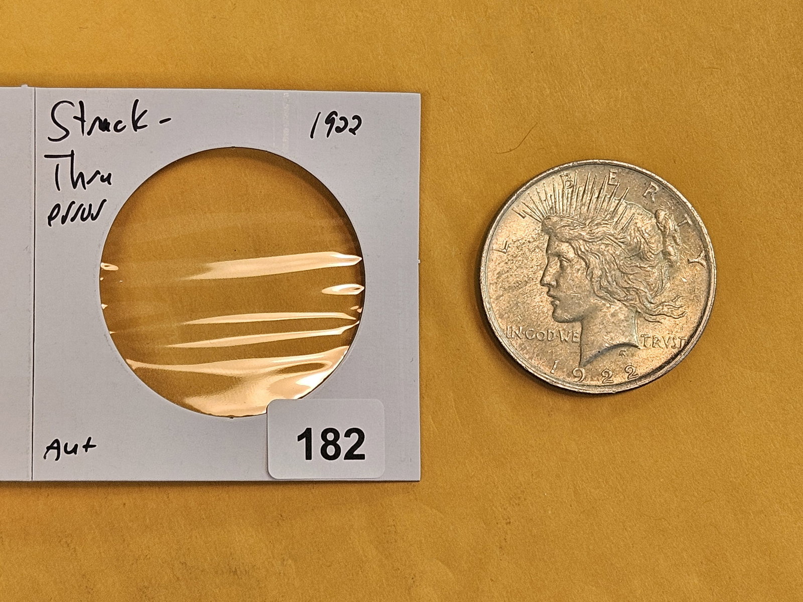 MINT ERROR! Bright About Uncirculated 1922 Peace silver Dollar - 2