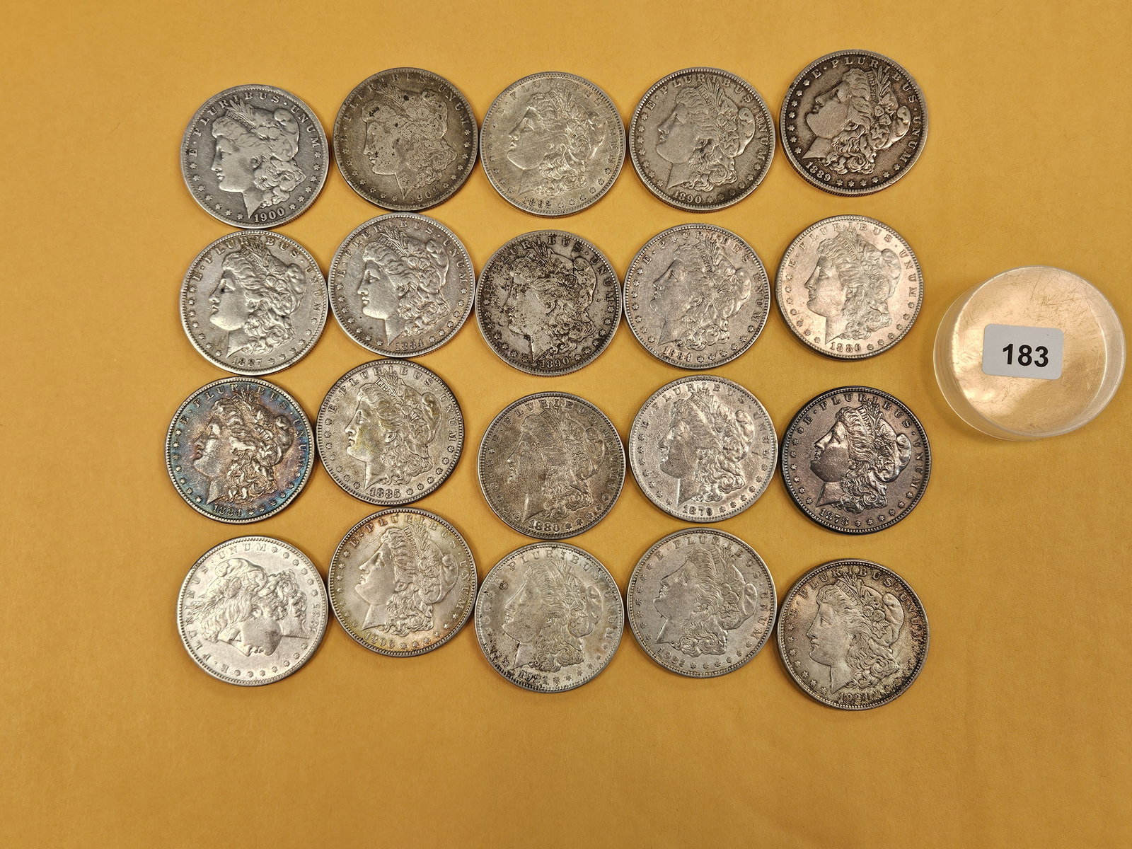 ** FULL ROLL ** Twenty Morgan Silver Dollars: Grades from Very Good through Uncirculated - details