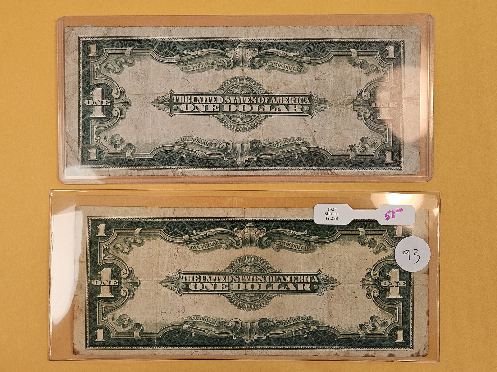 Two Large-size, One Dollar, Silver Certificates - 2