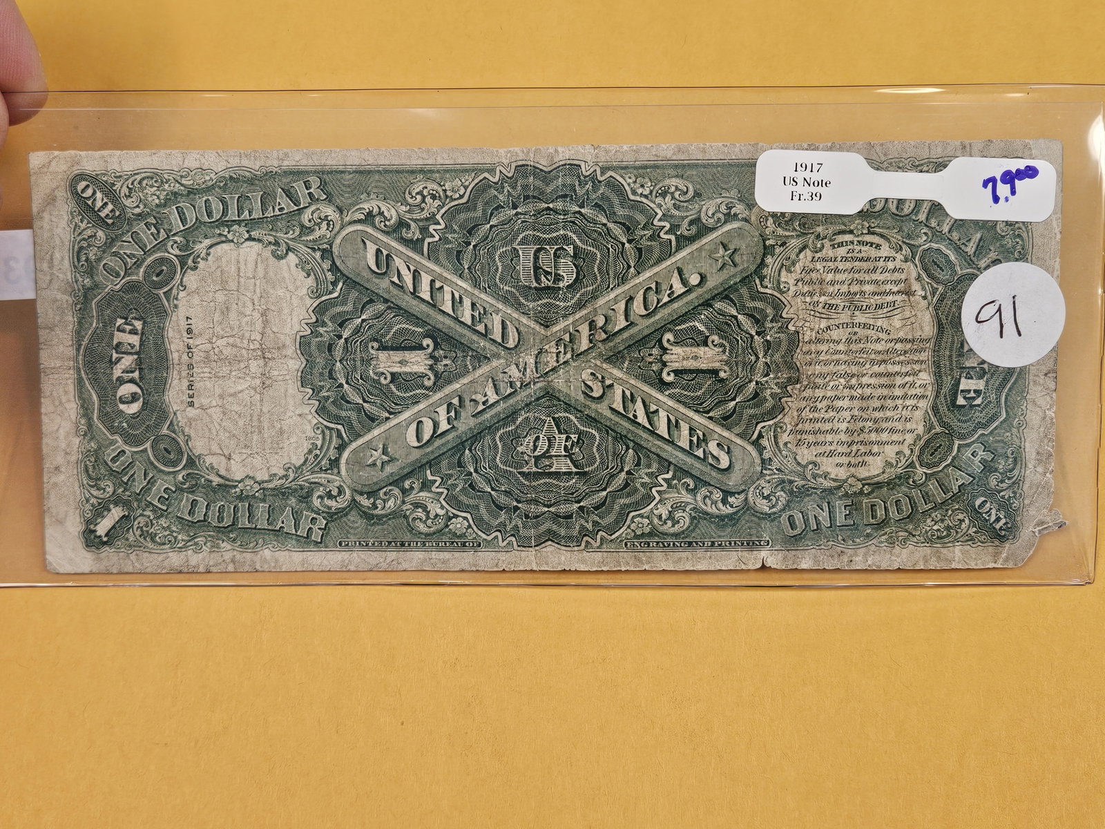 Series of 1917 One Dollar Large Size Legal Tender - 2