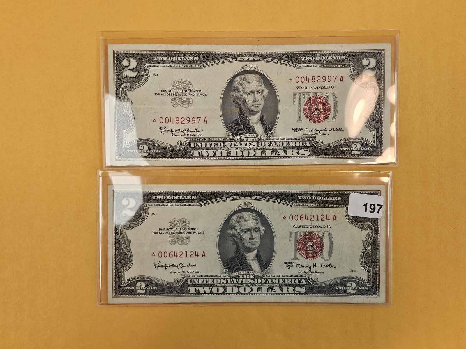 Two Crisp $2 Dollar Red Seal STAR Replacement Notes (1 of 2)