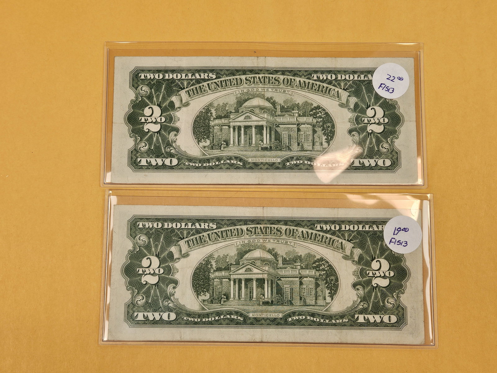 Two Crisp $2 Dollar Red Seal STAR Replacement Notes - 2