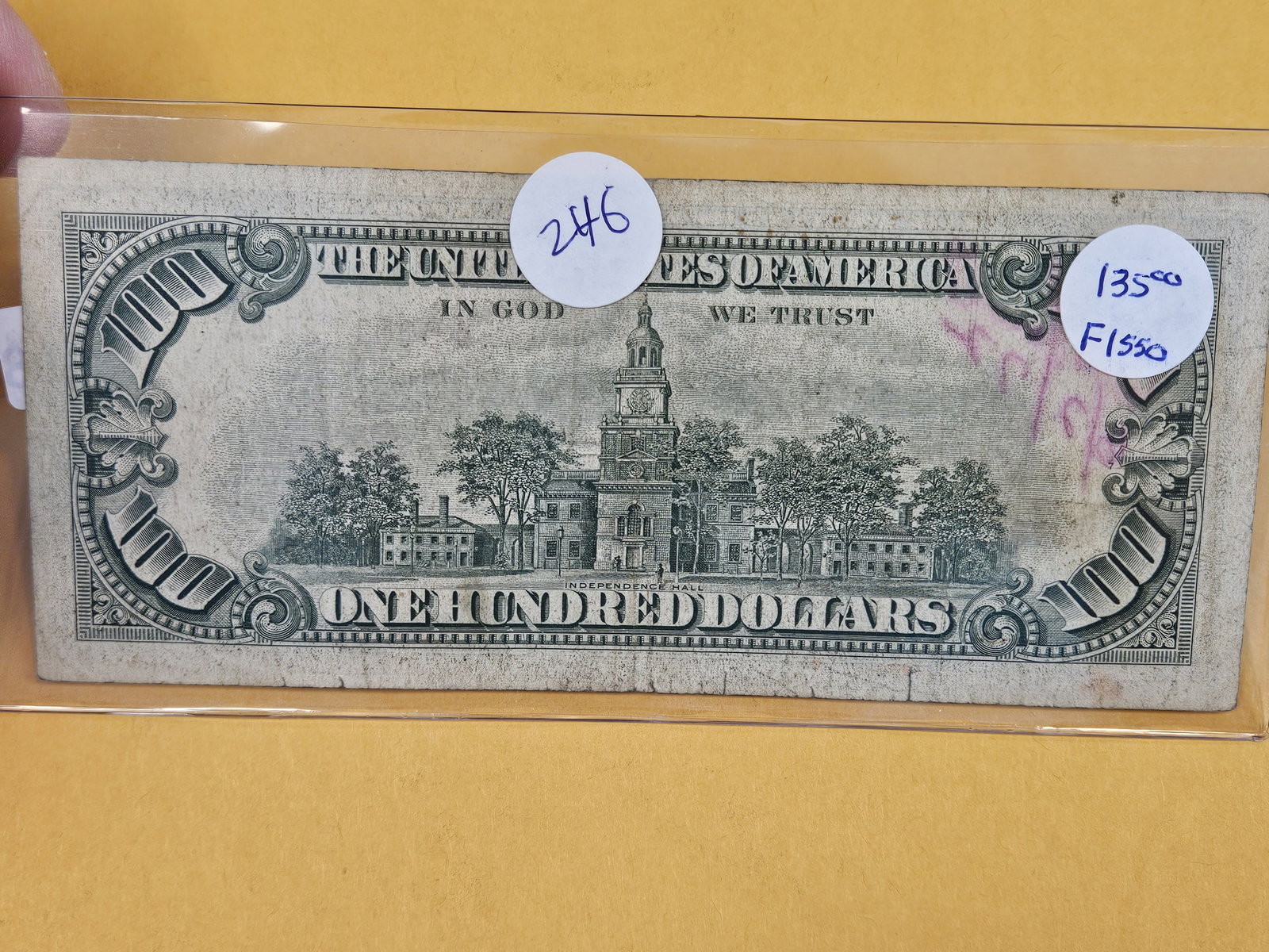 Series 1966 ONE Hundred Dollar RED Seal US note - 2