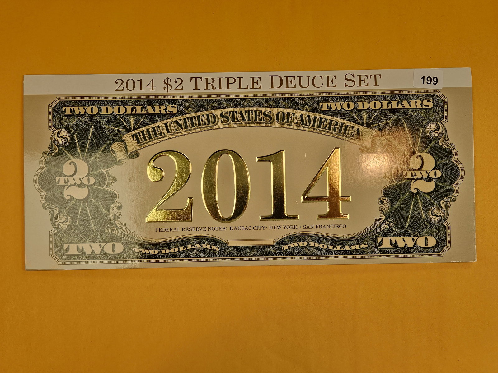 BEP 2014 $2 Triple Deuce Set: Three Crisp Uncirculated Two Dollar bills from the BEP. In OGP