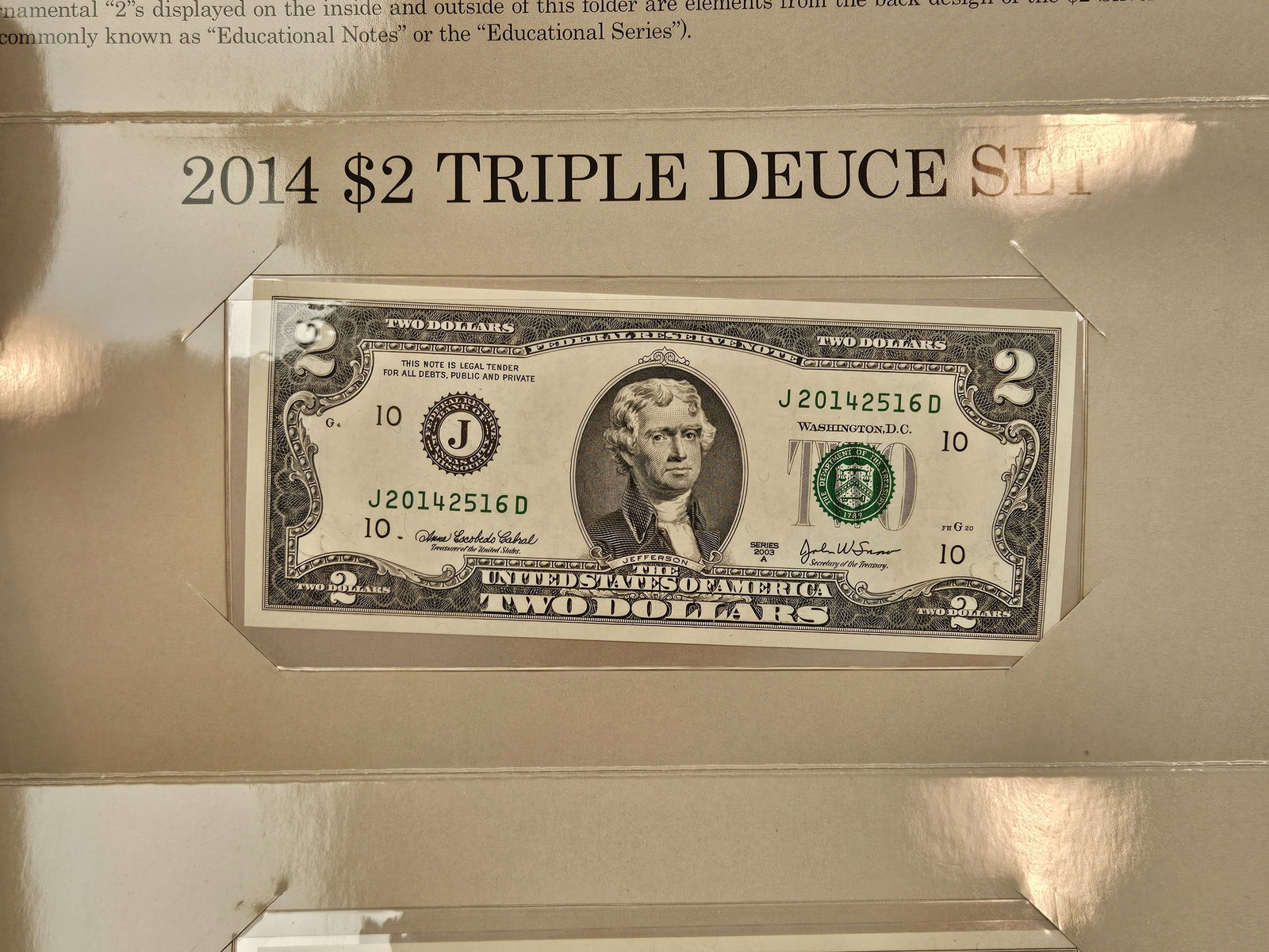 BEP 2014 $2 Triple Deuce Set - 3