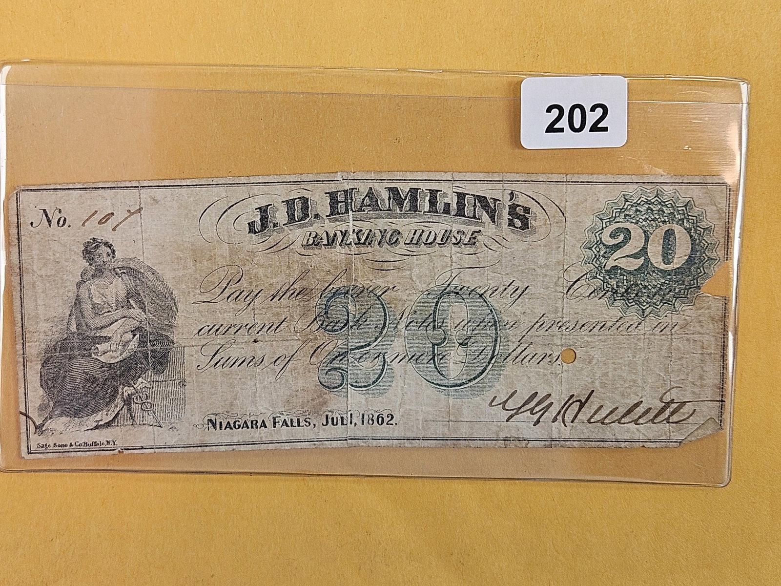 1862 Twenty Dollar Obsolete Note (1 of 2)