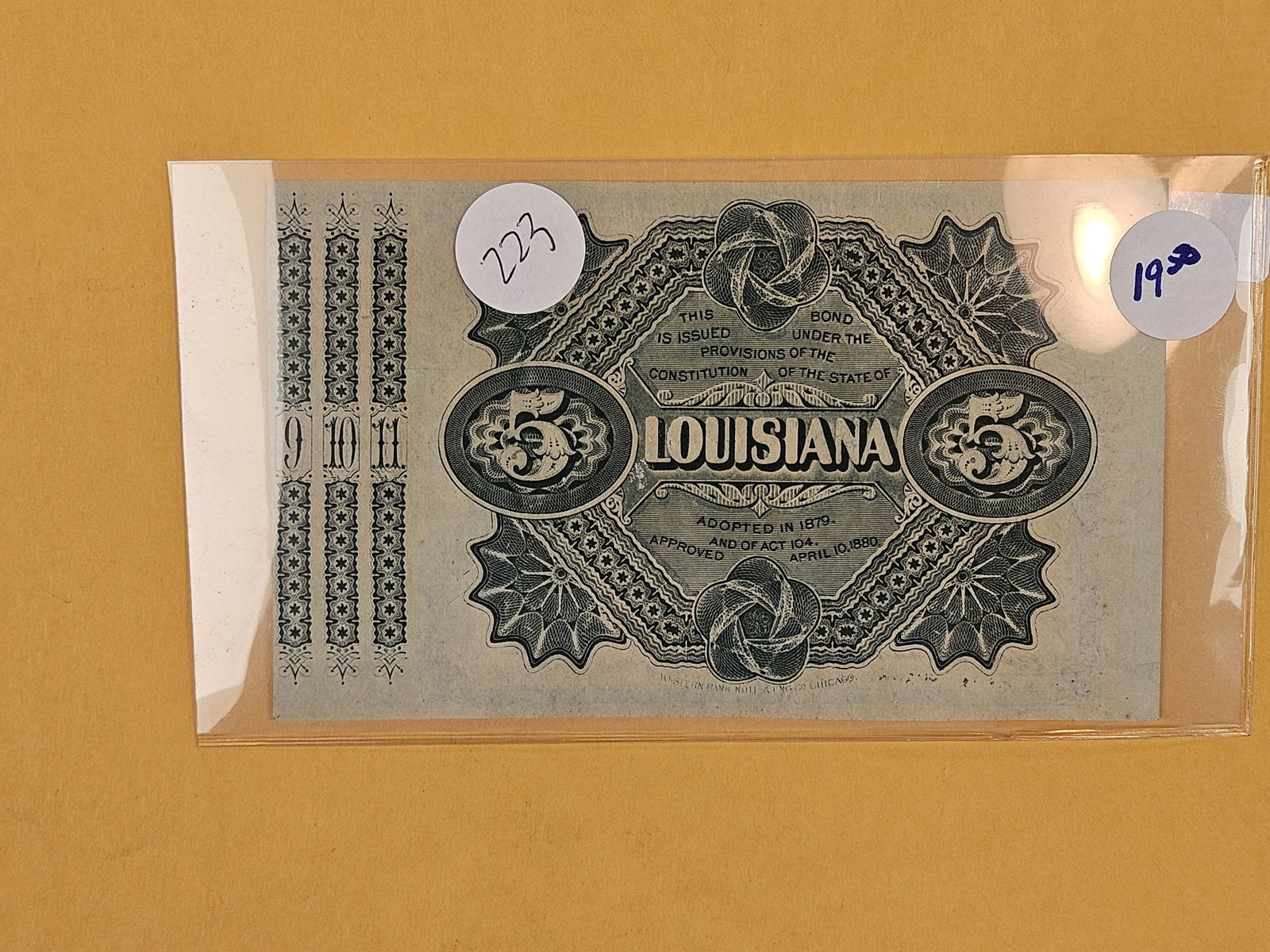 Set of State of Louisiana Five Dollar Baby Bonds - 2