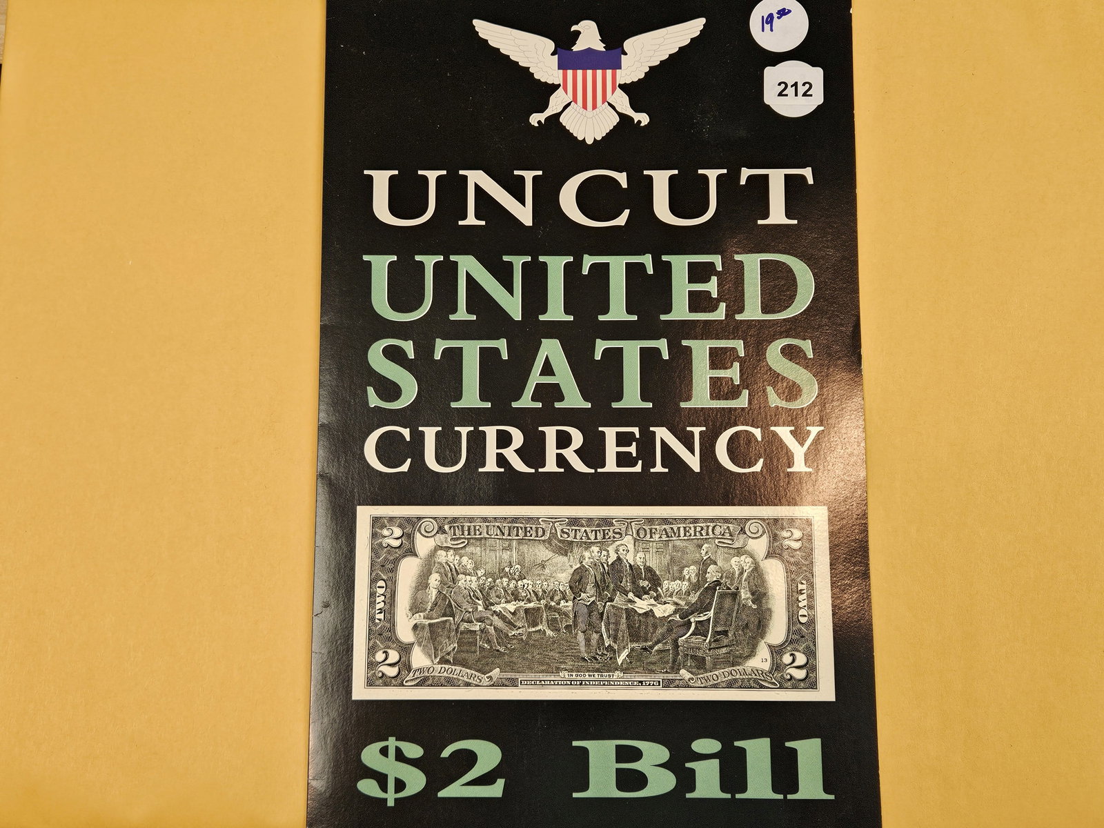 Crisp Uncirculated, Uncut, Sequential, Sheet of Two Dollar US Notes: Atlanta. In Original BEP folio