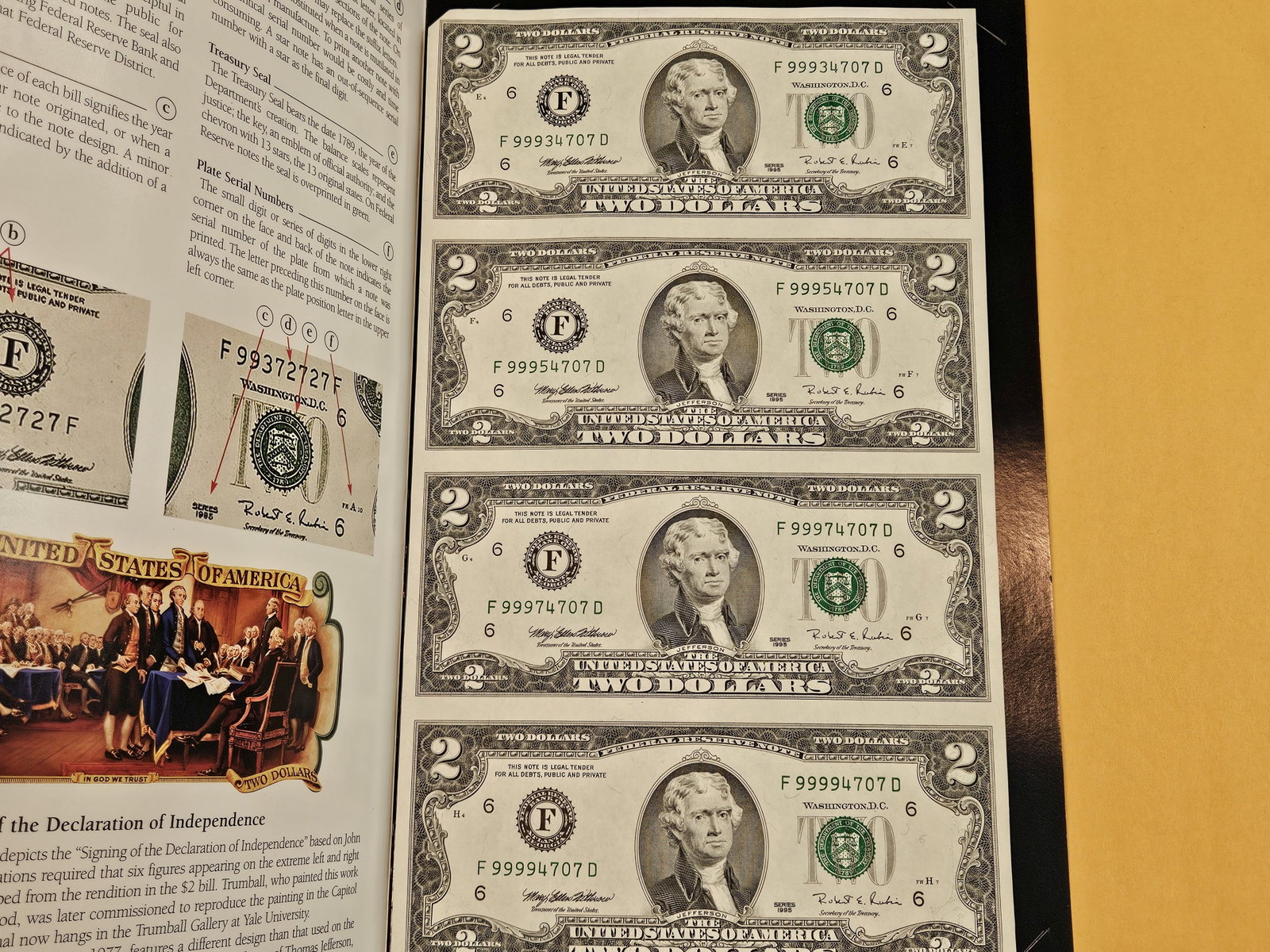 Crisp Uncirculated, Uncut, Sequential, Sheet of Two Dollar US Notes - 2