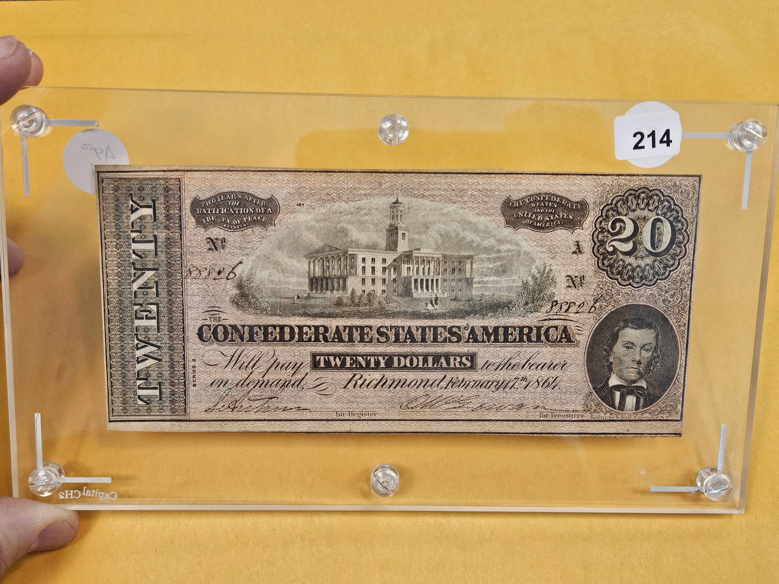 Crisp 1864 Confederate States of America Twenty Dollars - 2