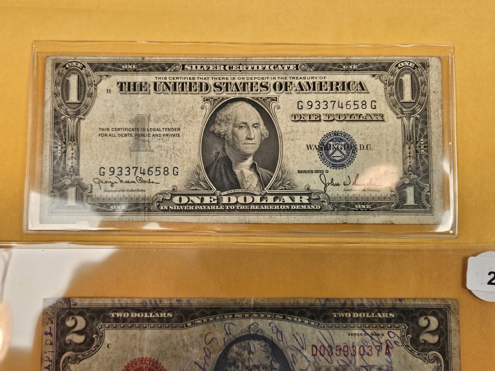 Three mixed different pieces of US Currency - 2
