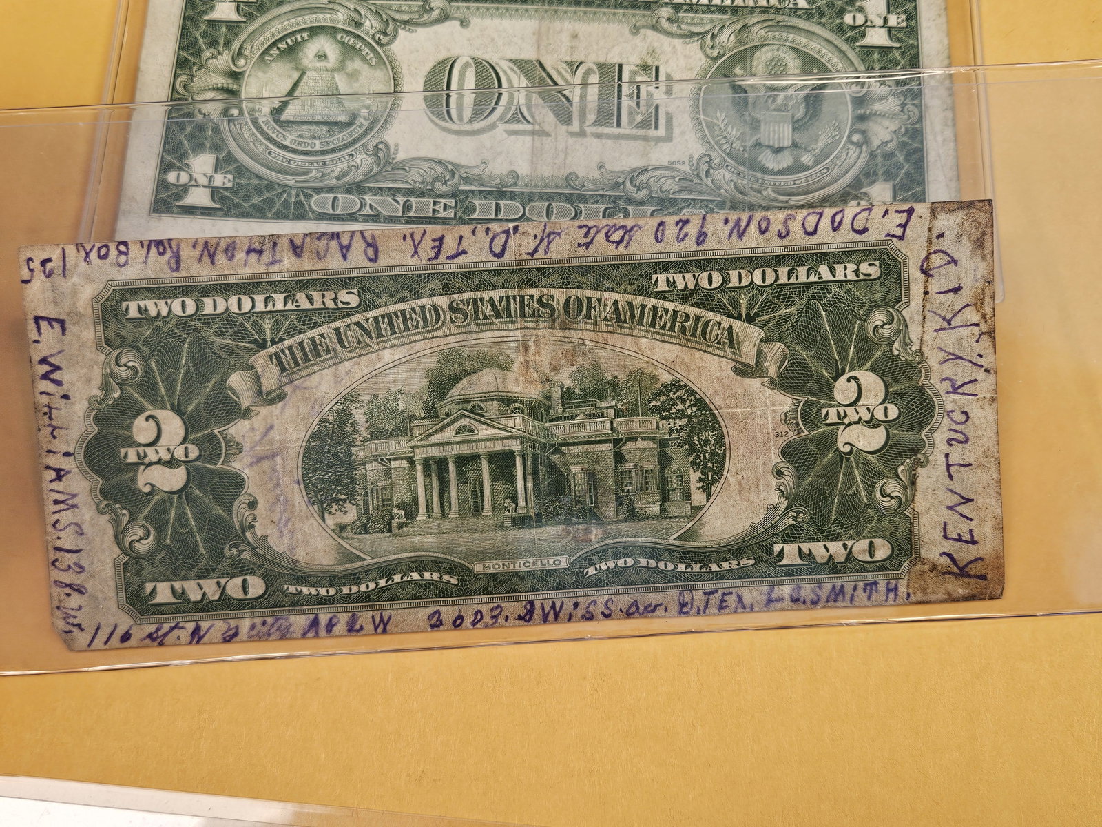 Three mixed different pieces of US Currency - 5