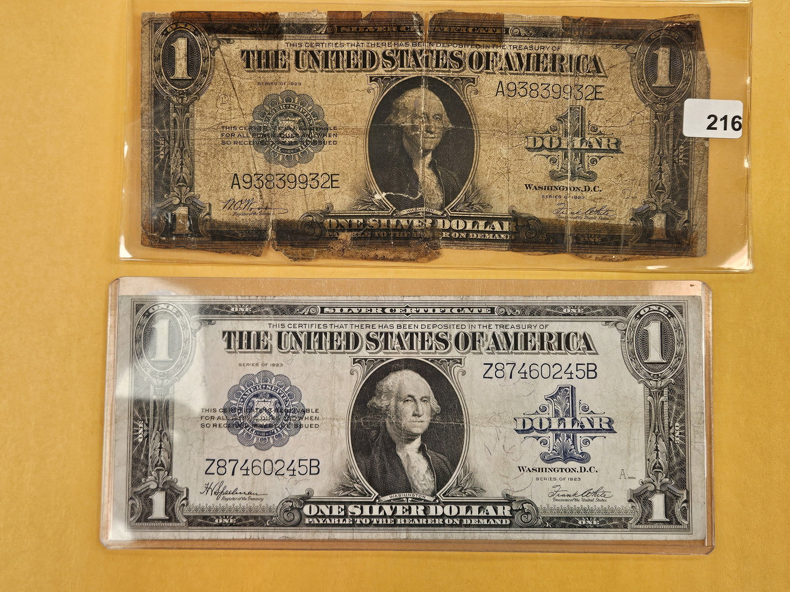 Two Large-size, One Dollar, Silver Certificates (1 of 2)