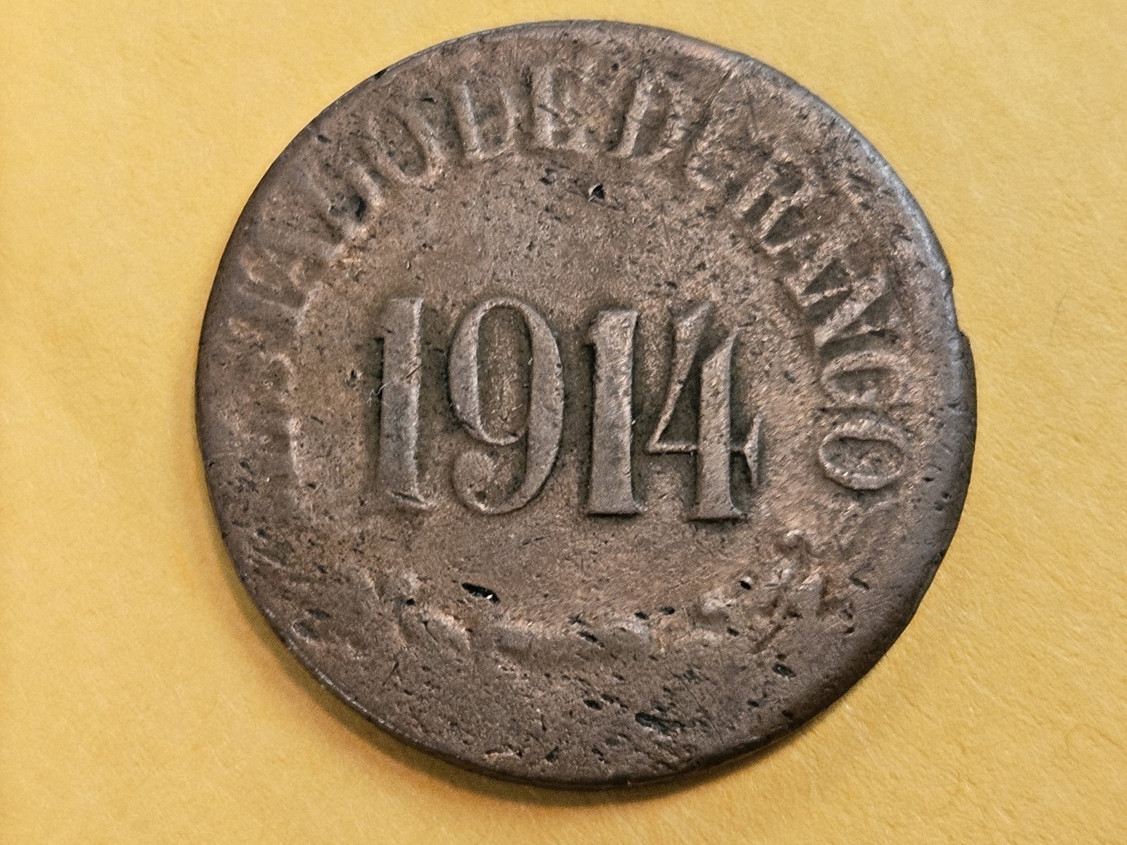 1914 Durango 5 centavos: Rotated reverse