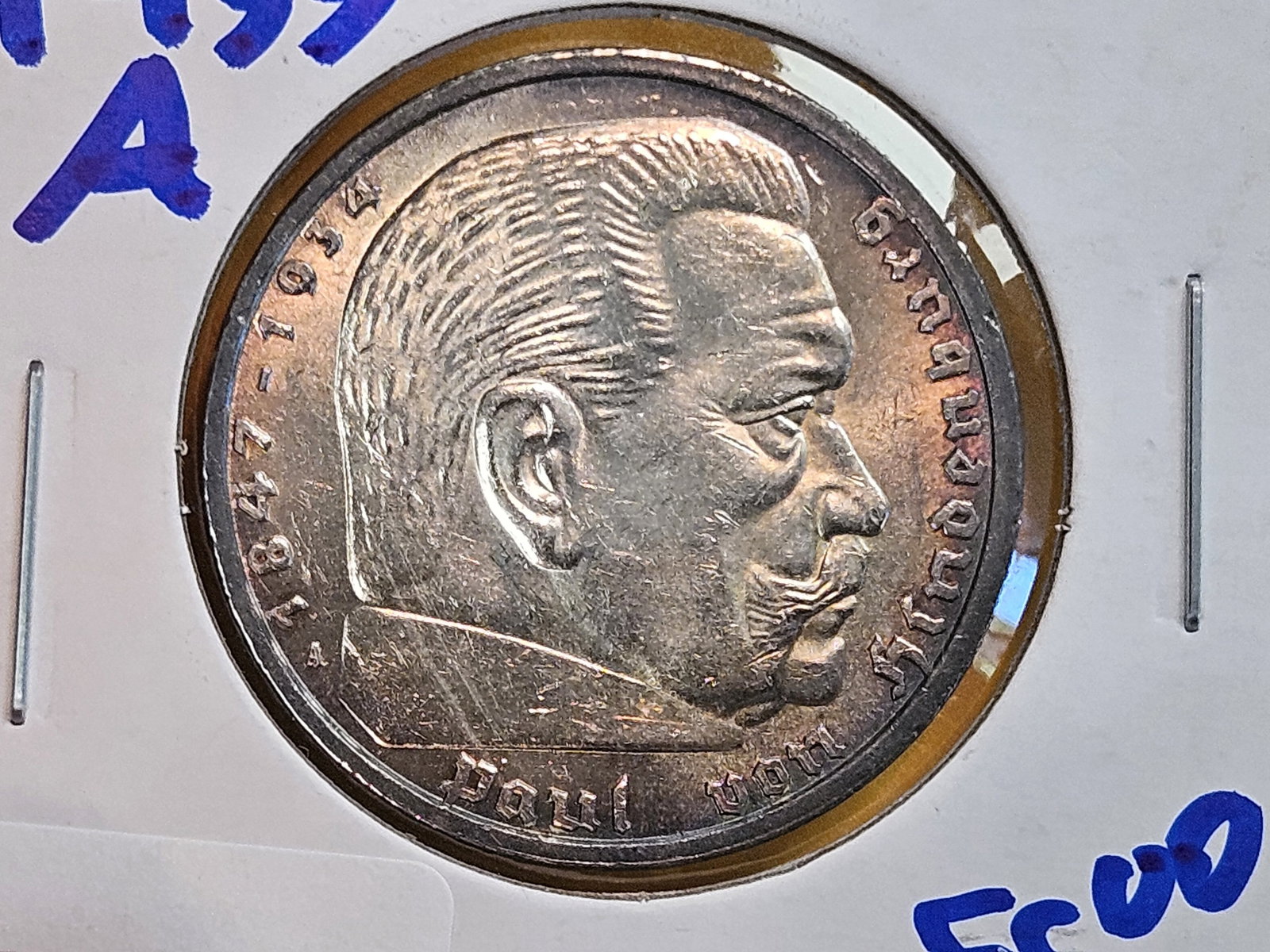 Nicely toned 1935-A Germany silver 5 reichsmarks - 3