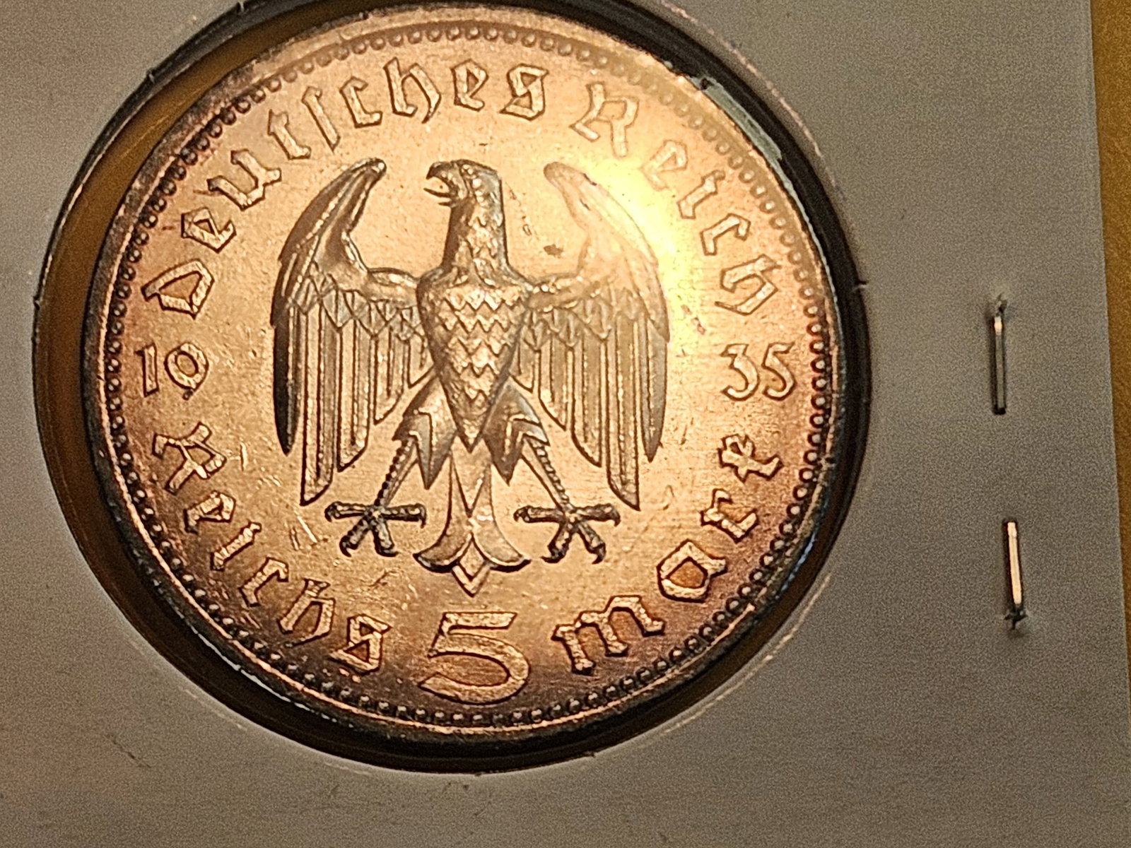 Nicely toned 1935-A Germany silver 5 reichsmarks - 4