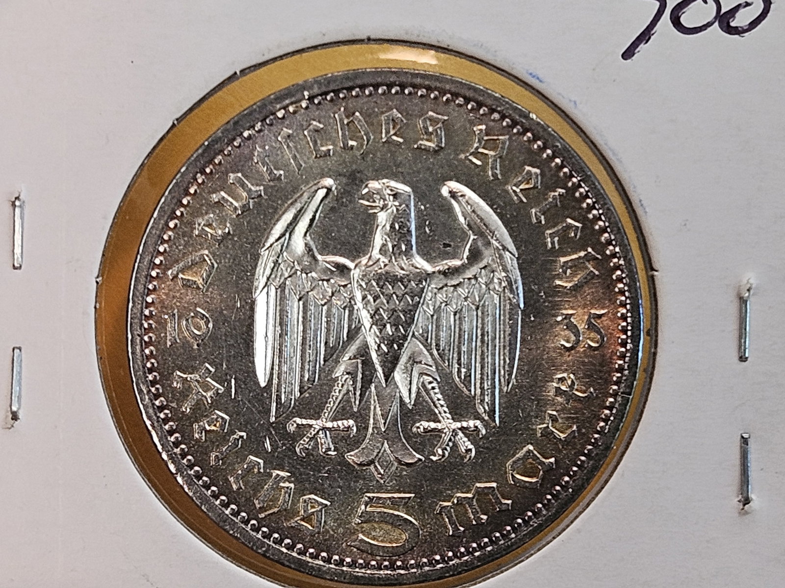 Nicely toned 1935-A Germany silver 5 reichsmarks - 6
