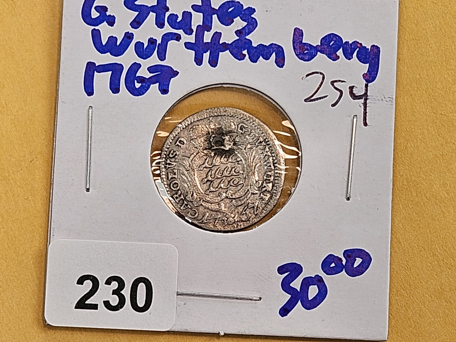 1767 German states Wurrtemberg silver 1/48 einen thaler - 2