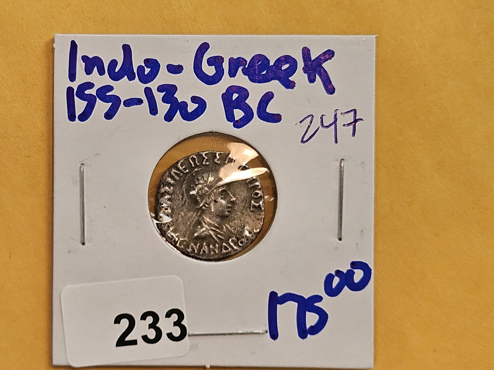 ANCIENT! 155 - 130 BC Indo-Greek Silver Denarius - 2
