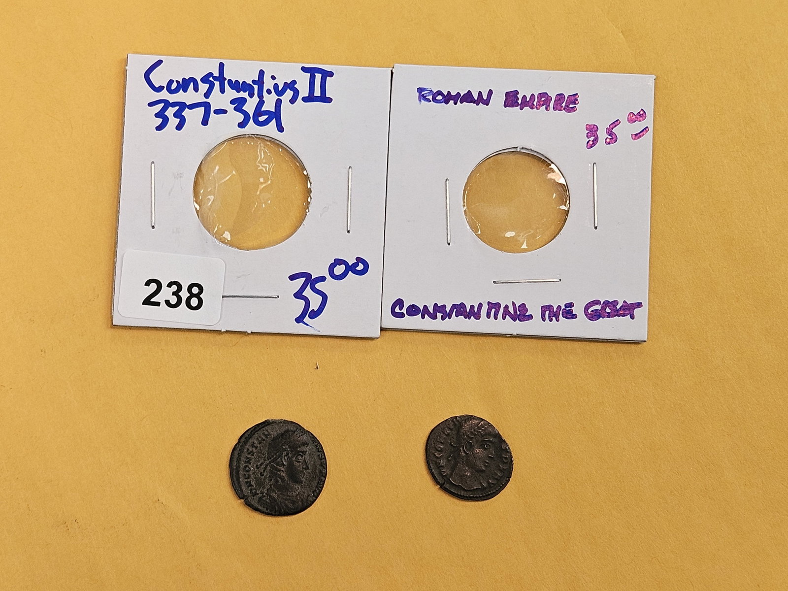 ANCIENTS! Two Ancient Roman Coins: Constantius and Constantine