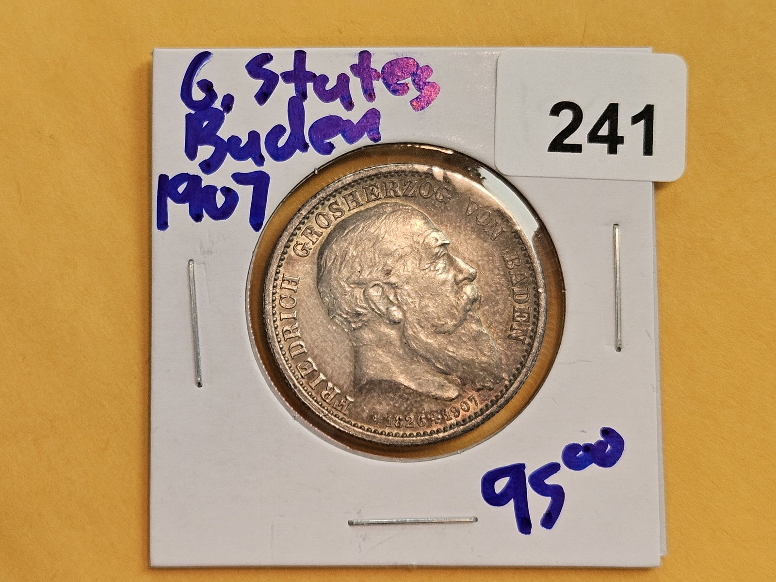 1907 German States Baden silver 2 marks - 2