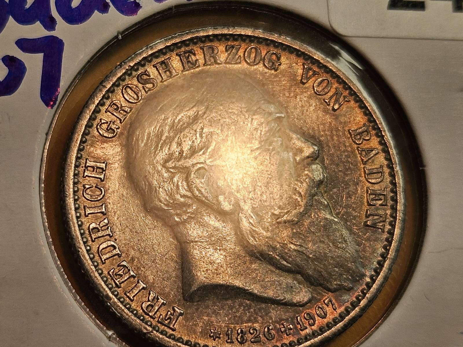 1907 German States Baden silver 2 marks - 3
