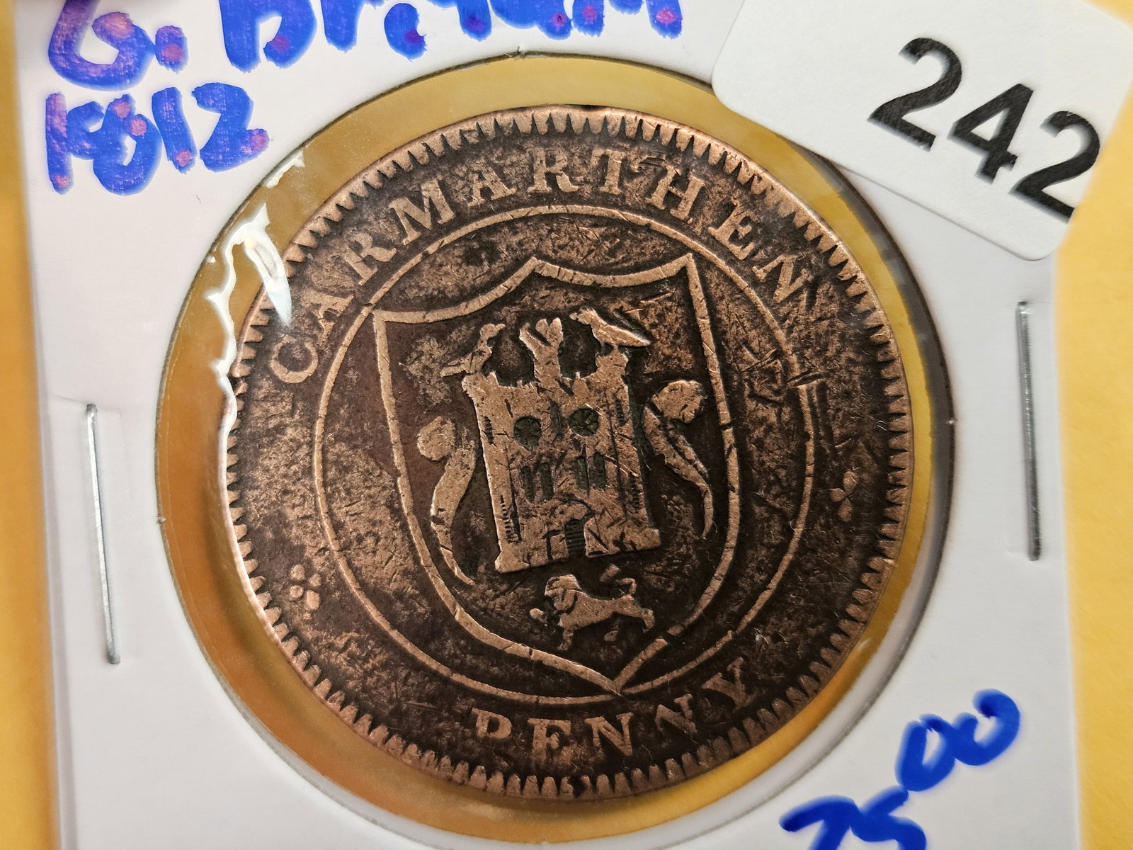 1812 Great Britain Copper penny: Privately issued due to shortage of small change for trade