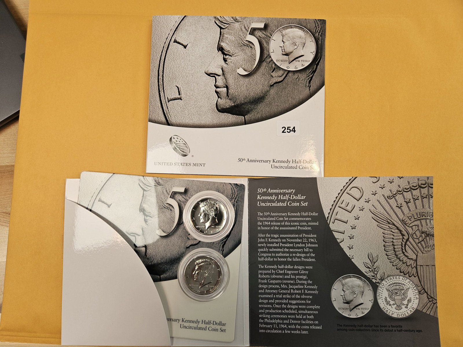 Two GEM 50th Anniversary Kennedy half-Dollar Uncirculated coin sets: Both in OGP
