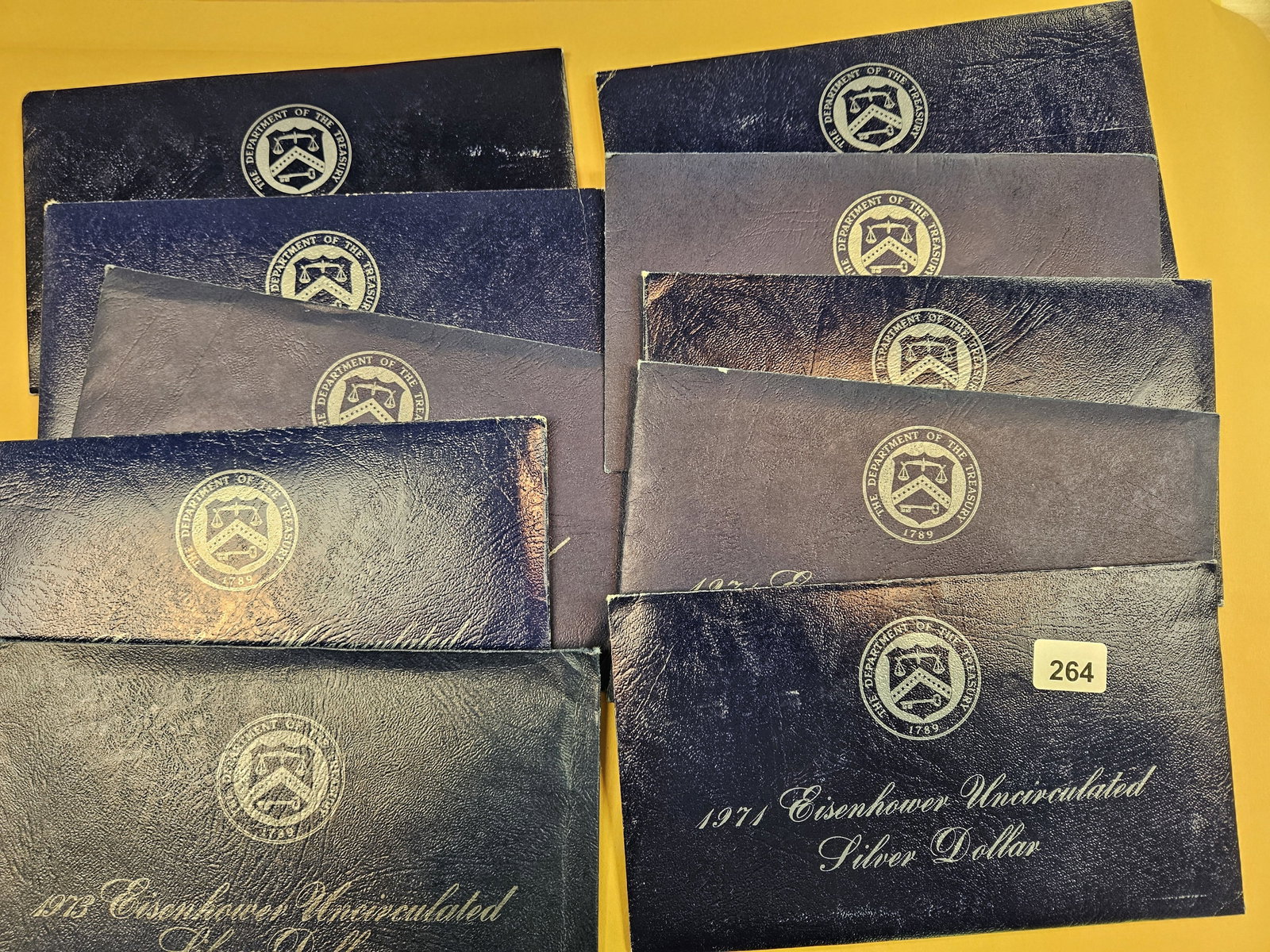 TEN Brilliant Uncirculated Silver Eisenhower Dollars: Blue Ikes. All in OGP