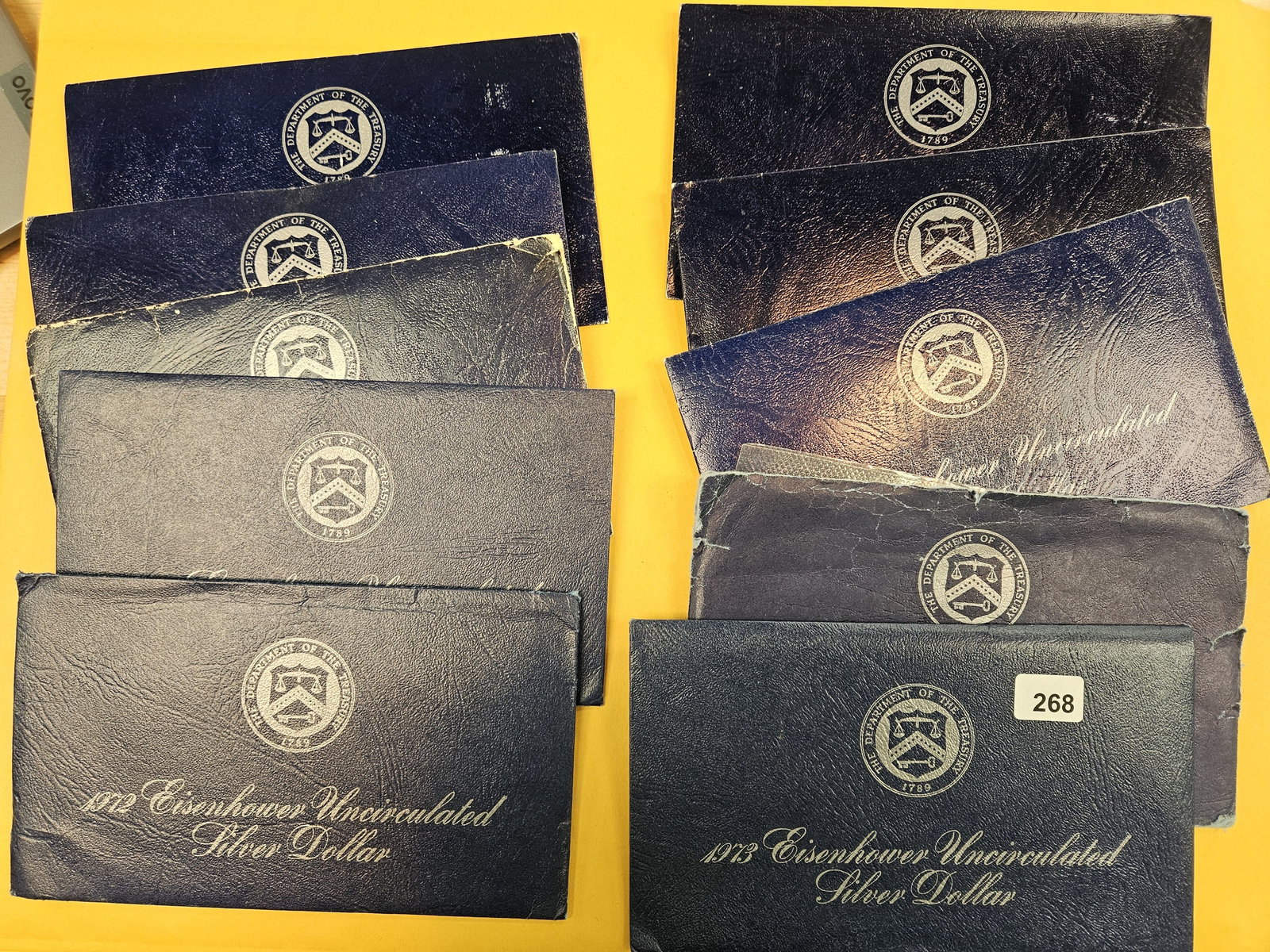 TEN Brilliant Uncirculated Silver Eisenhower Dollars: Blue Ikes. All in OGP