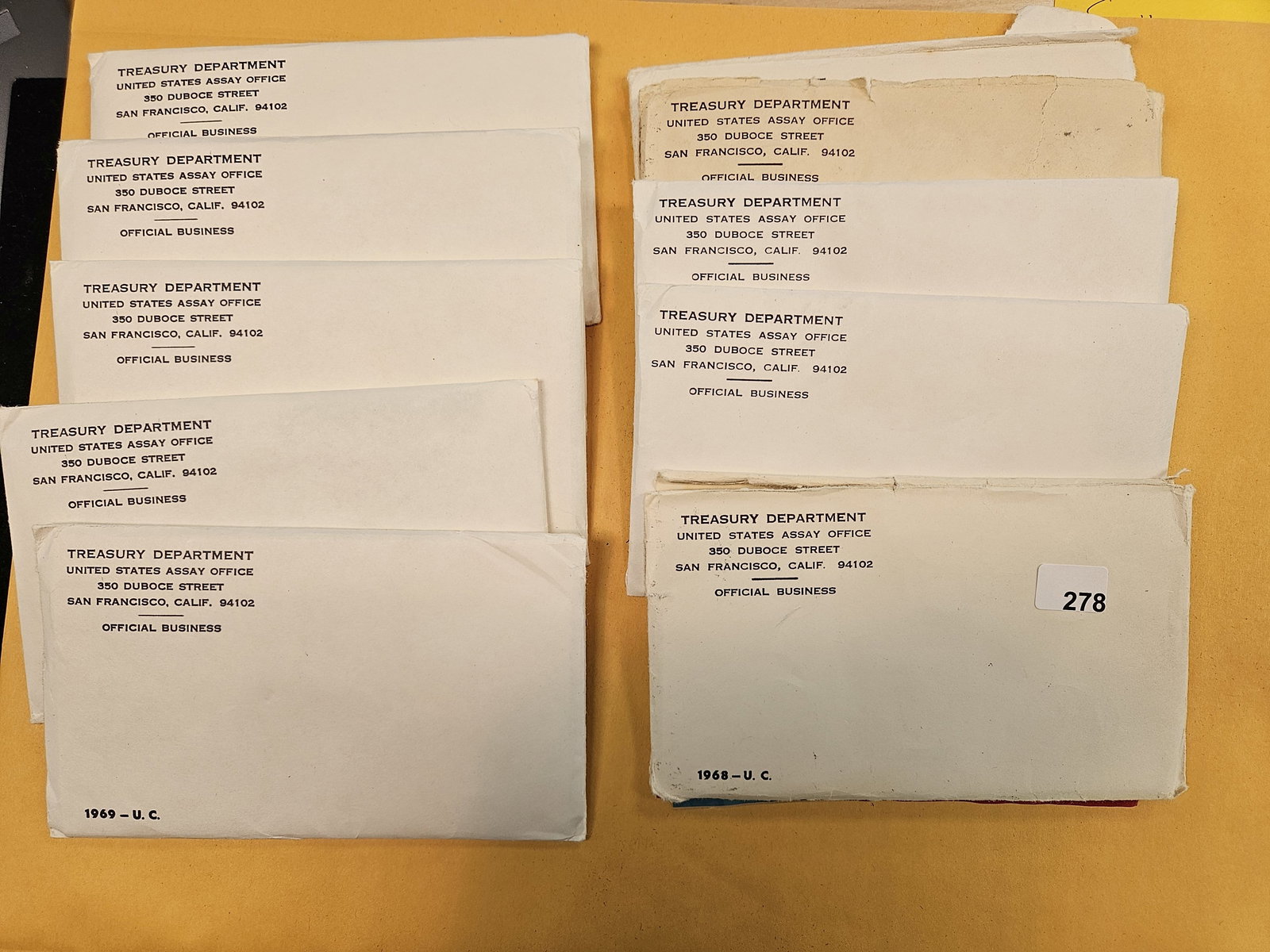 Ten US SILVER Mint Sets in OGP: All with the 40% silver Half Dollars