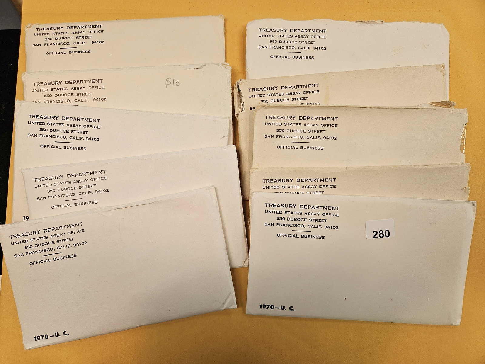 Ten US SILVER Mint Sets in OGP: All with the 40% silver Half Dollars