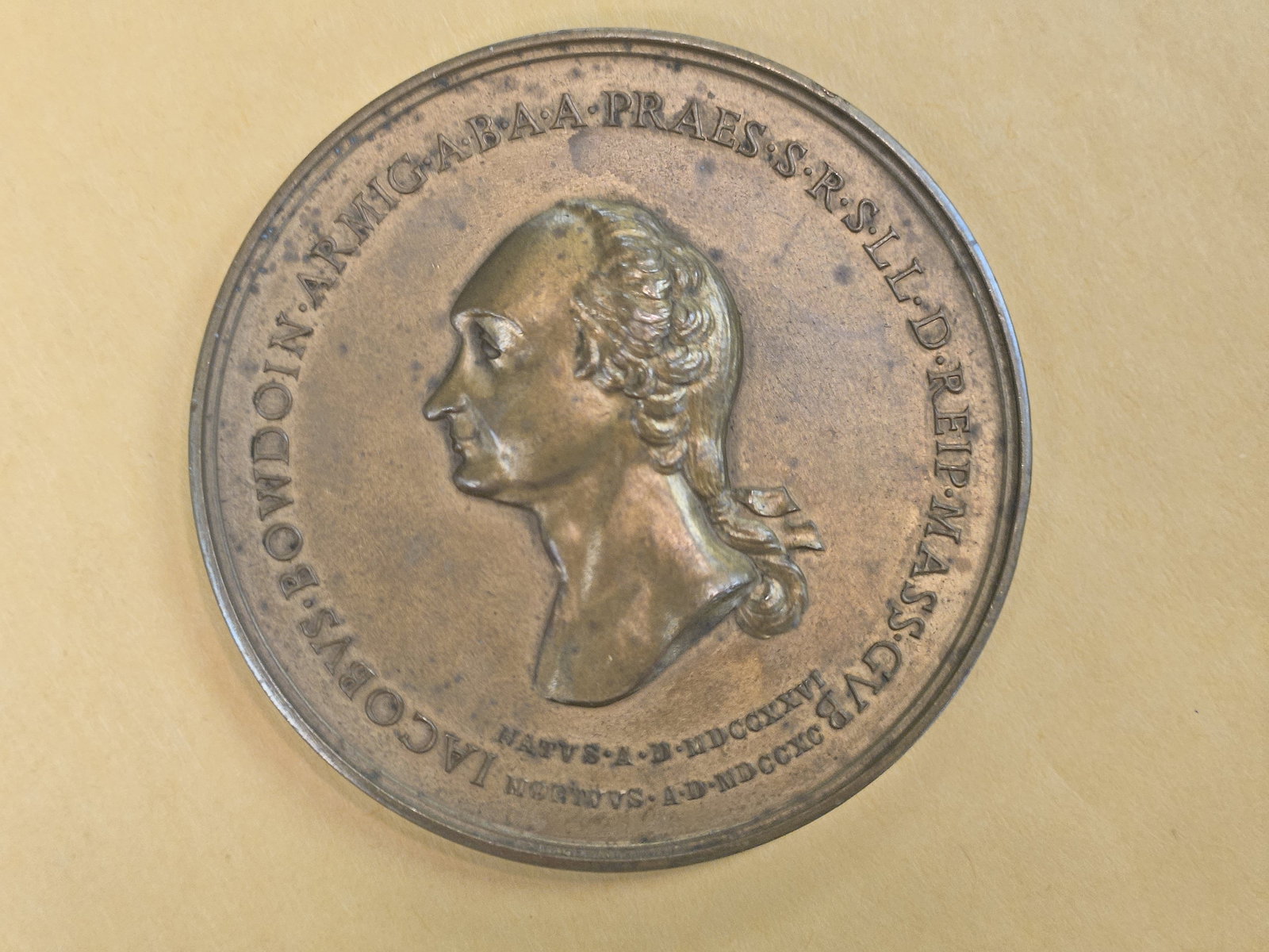 1822 Large Bronze Harvard Commemorative Medal - 3