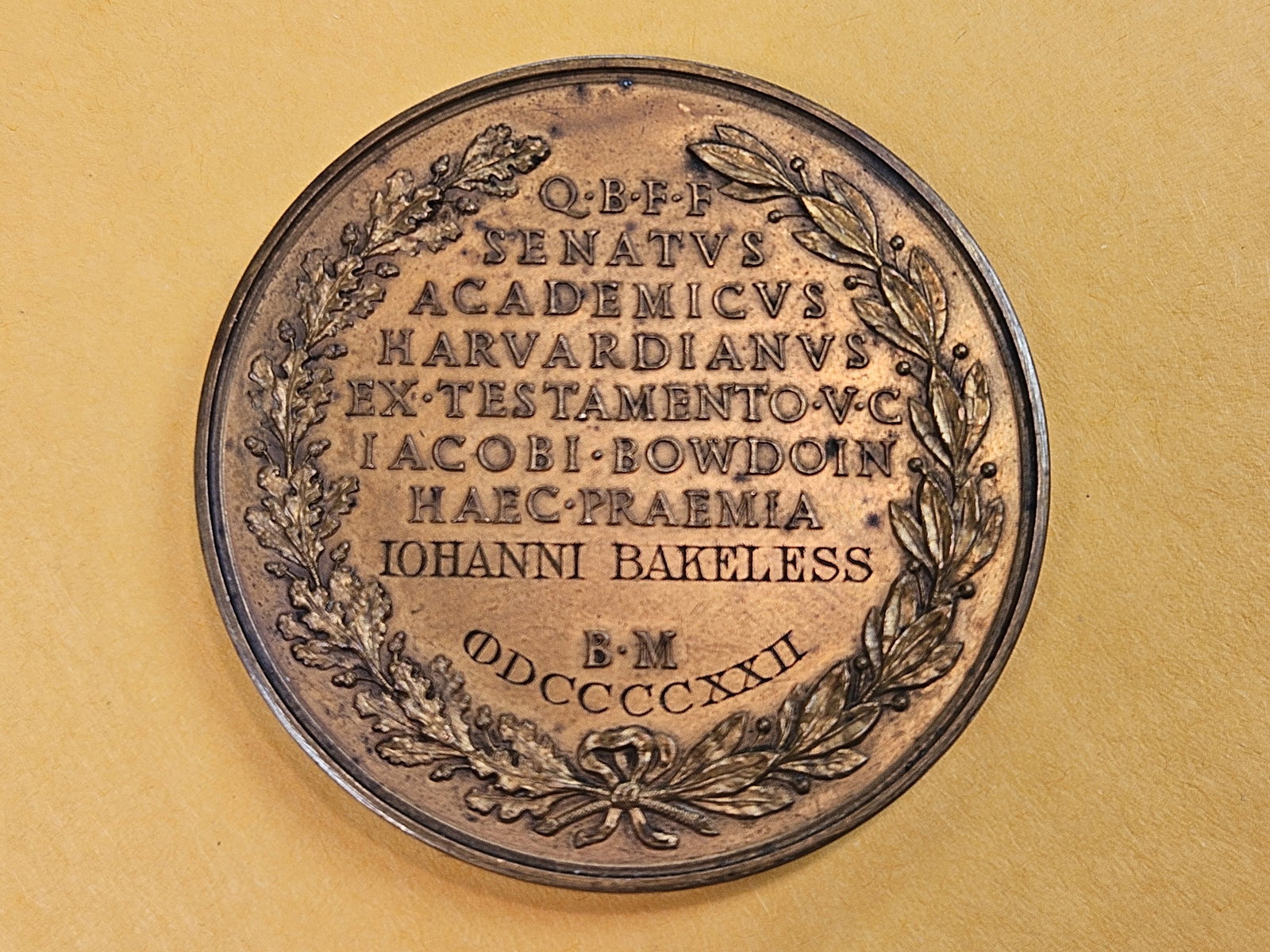 1822 Large Bronze Harvard Commemorative Medal - 4