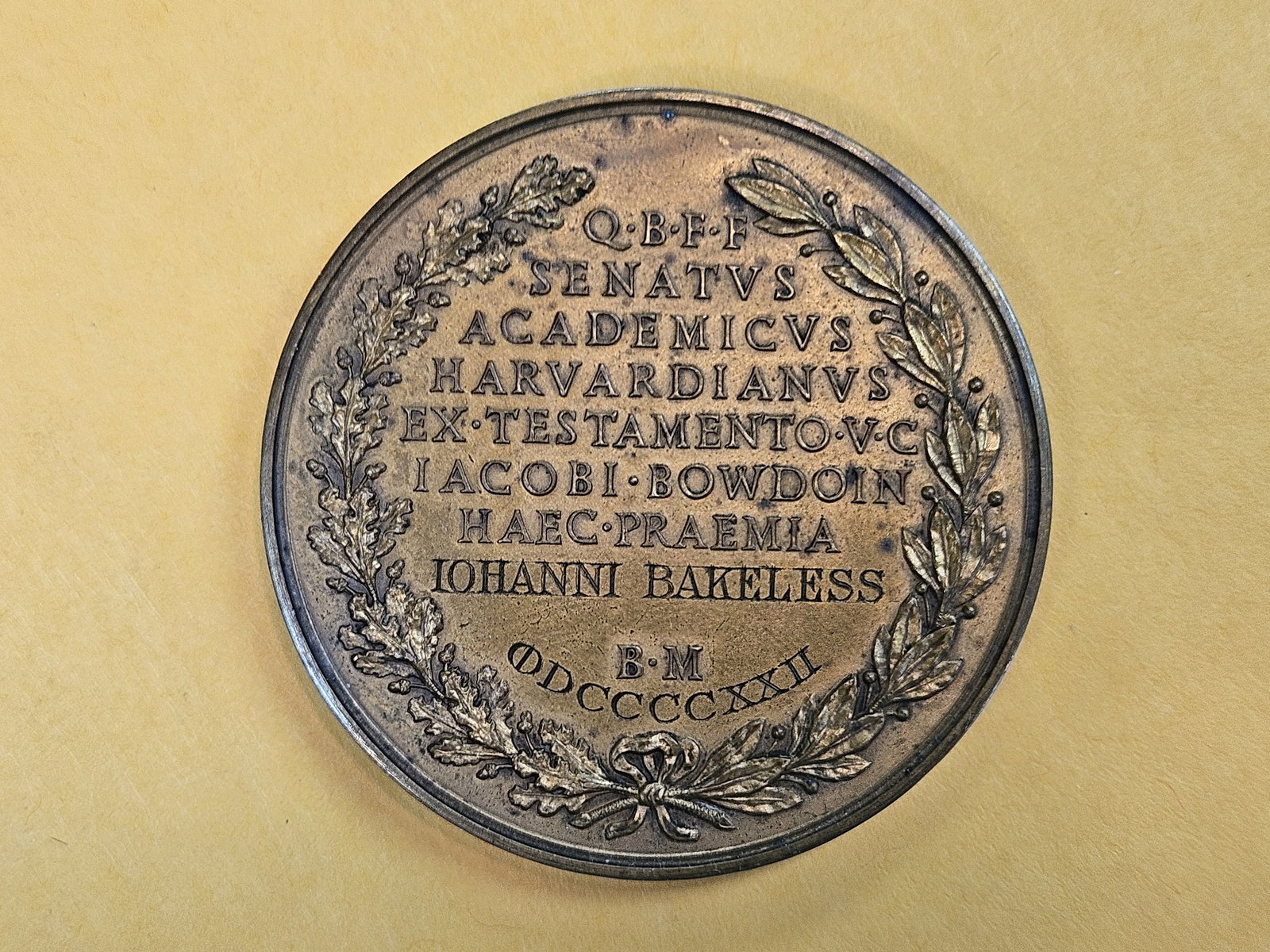1822 Large Bronze Harvard Commemorative Medal - 5