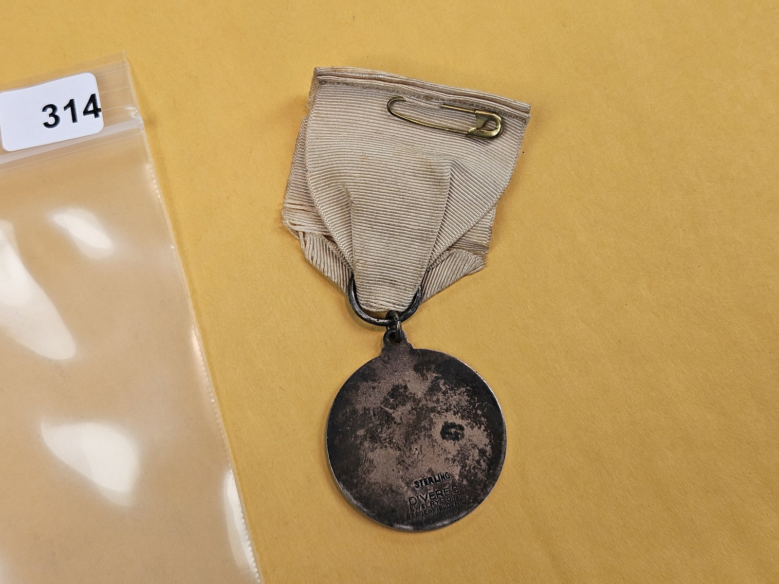 1936 Sterling Silver American Legion Baseball Medal with Ribbon - 4